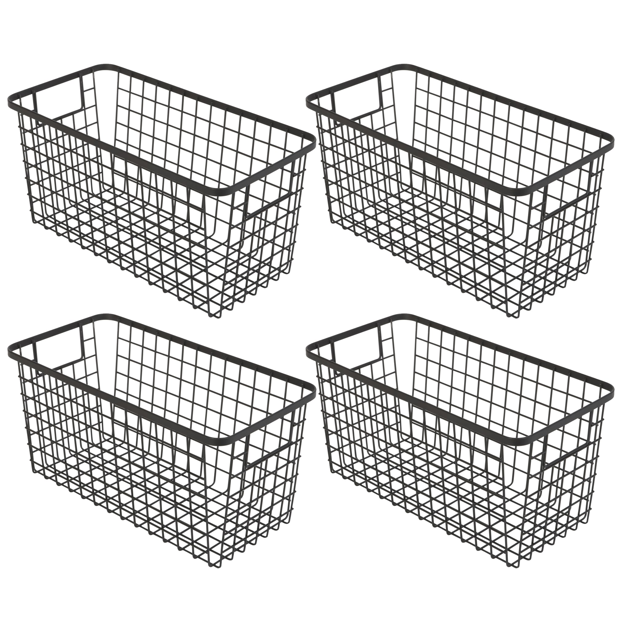 Smart Design 8005521AS4 4 -Pack ( 6-in W x 6-in H x 12-in D ) Black Steel Basket