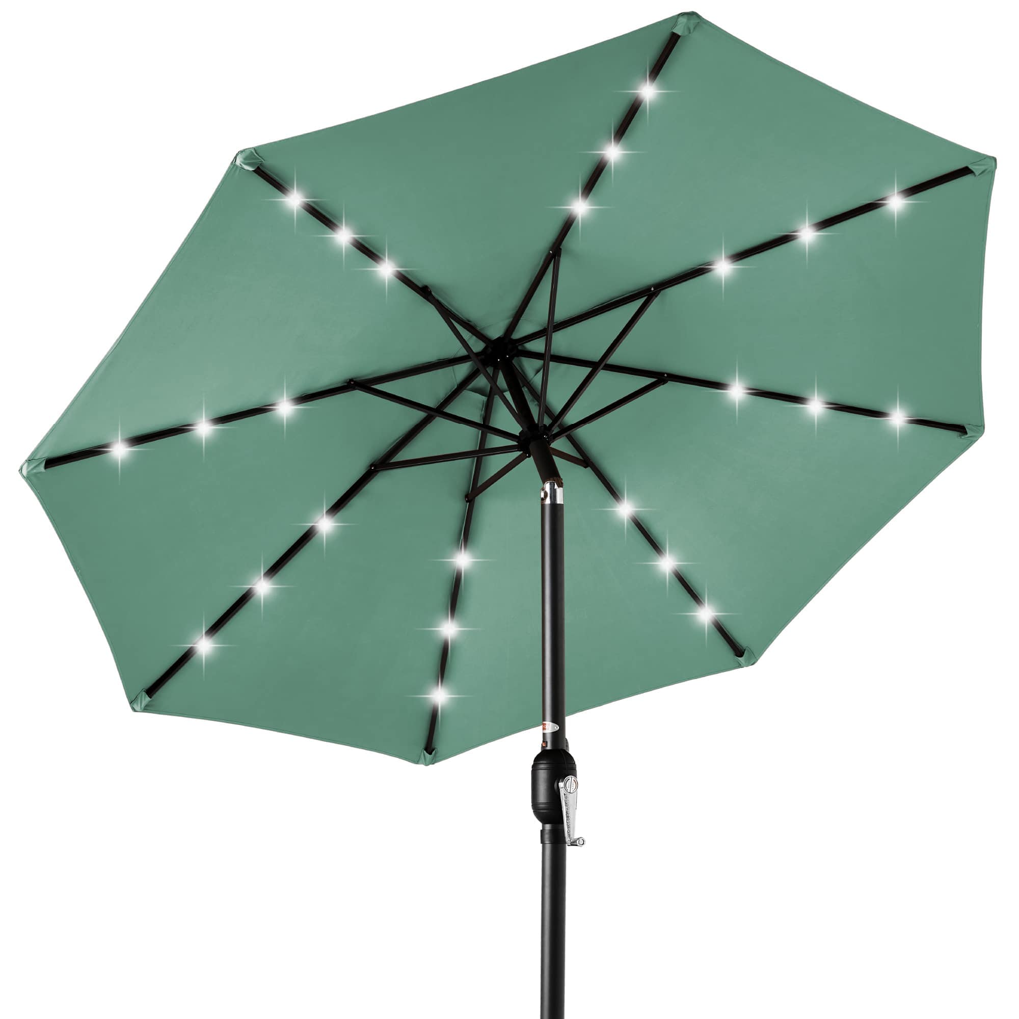 Best Choice Products SKY7717 10ft Solar LED Lighted Patio Umbrella w/ Tilt Adjustment UV-Resistant Fabric - Seaglass