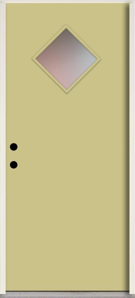 RELIABILT LO1067271 Spotlights 36-in x 80-in x 4-5/8-in Fiberglass 1/4 lite Right-hand inswing Universal khaki paint Painted Prehung Front Door Insulating core