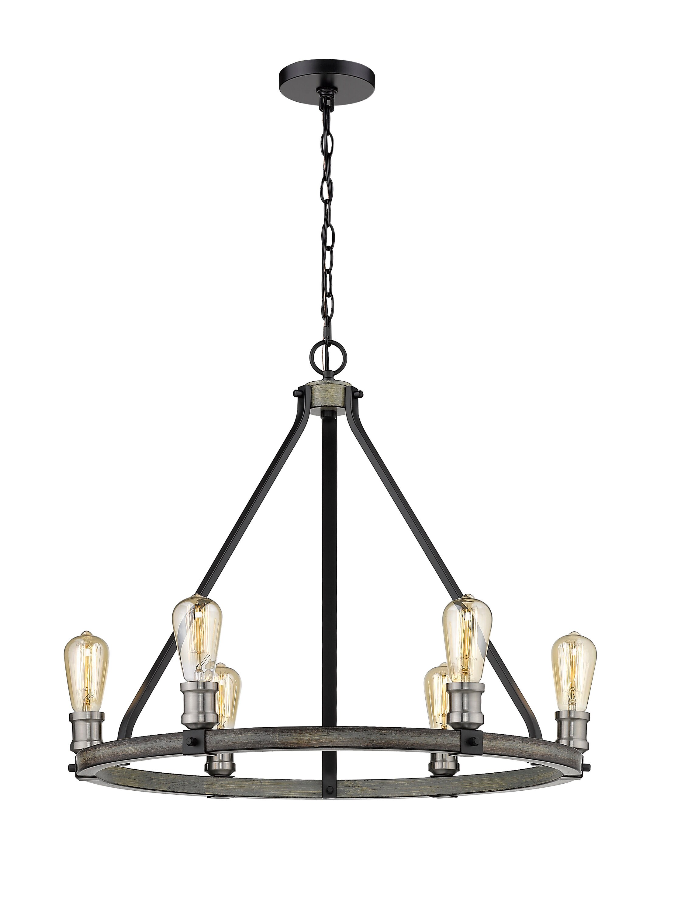Z-Lite 472-6ABB Kirkland 6 -Light Brushed Gray Rustic For Use in Dining Rooms, Foyers, Kitchens, Living Rooms Chandelier