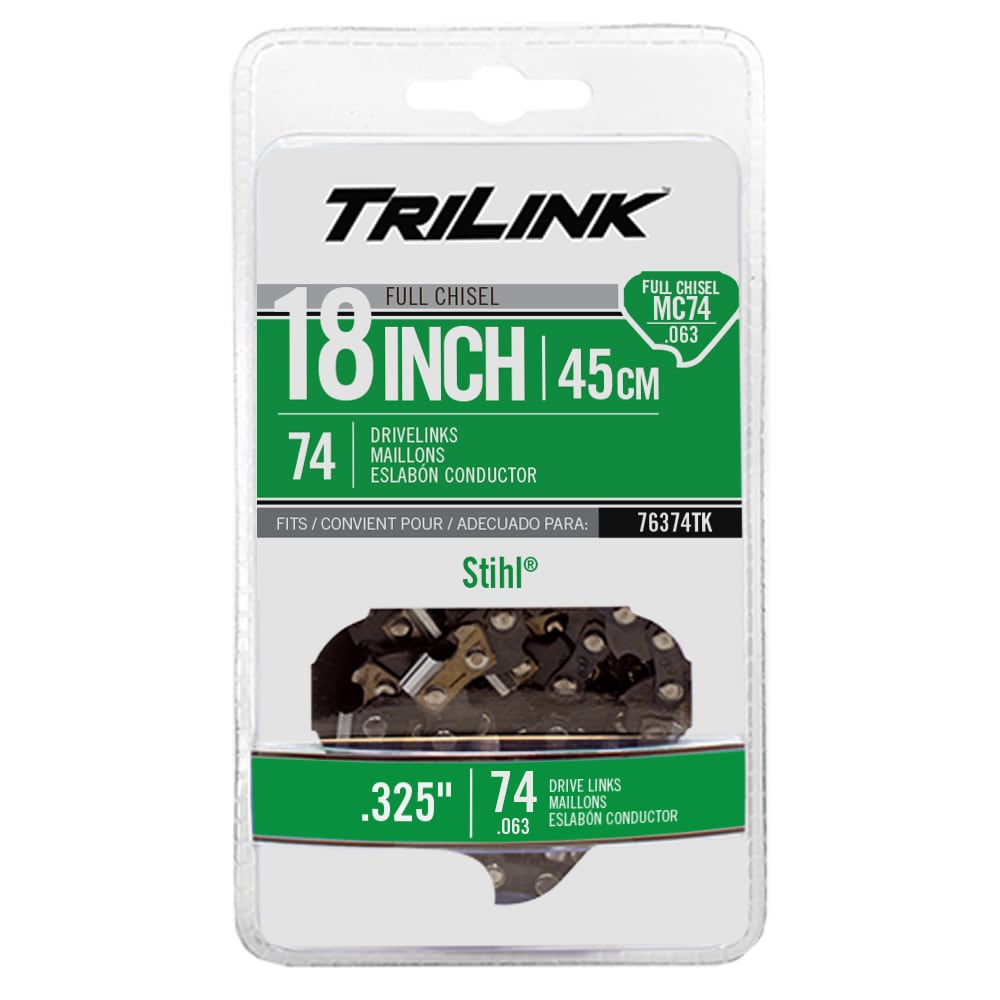 TriLink 76374TK 74 Link Replacement Chainsaw Chain For 18-in , 0.063-in Gauge , 0.325-in Pitch