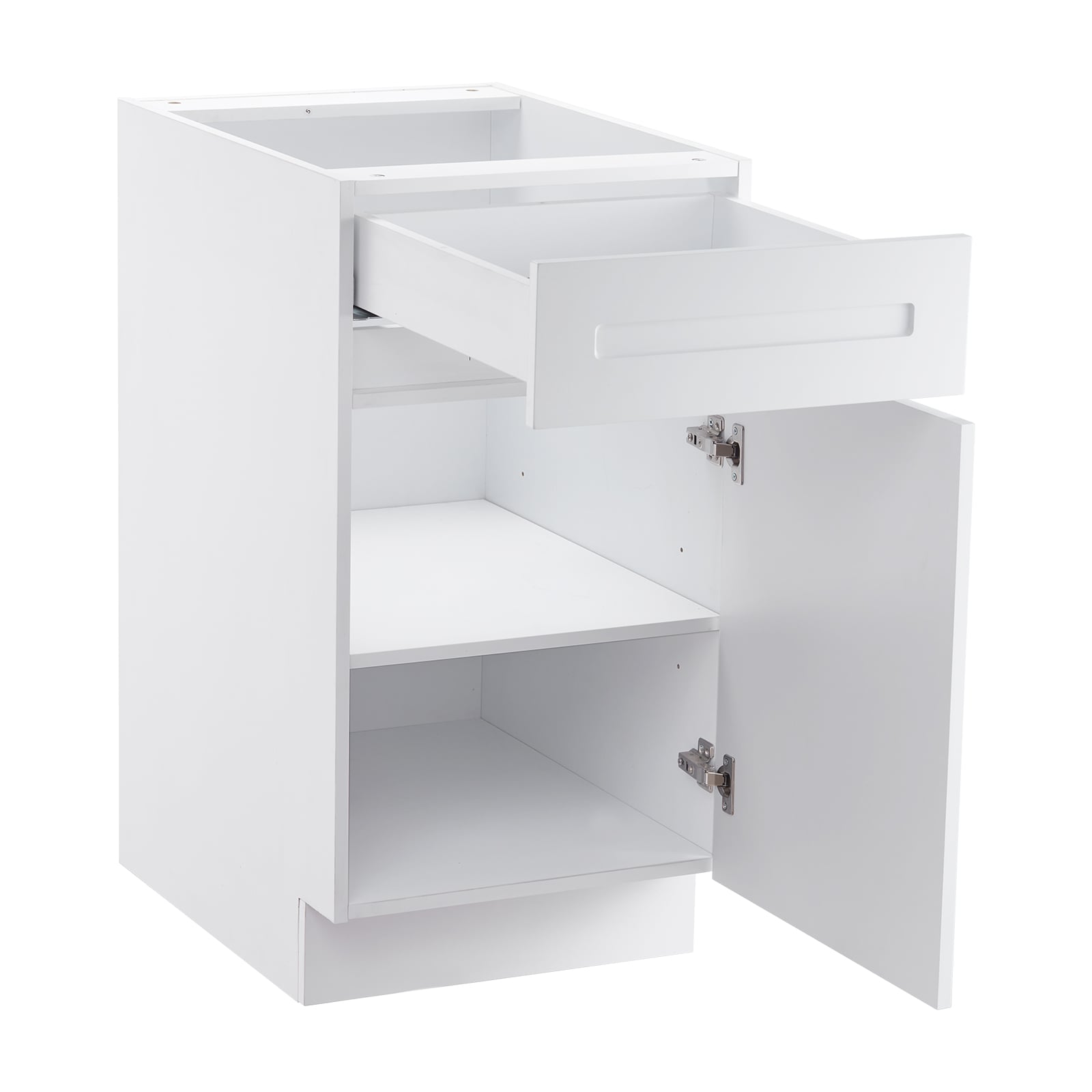 VEVOR White Shaker Base Cabinet with Drawer 18-Inch Unassembled Drawer Base Cabinet 18in W x 24in D x 34.5in H Ready to Assemble Cabinet with Soft-Close Door and Adjustable Shelf for Home Office #SCCJDJCJDJ1C08107V0
