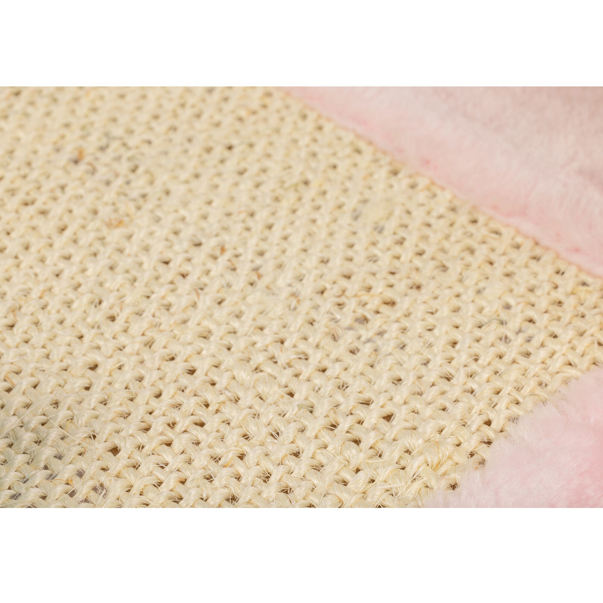 Pink Faux Fur and Sisal Rolling Cat Scratcher