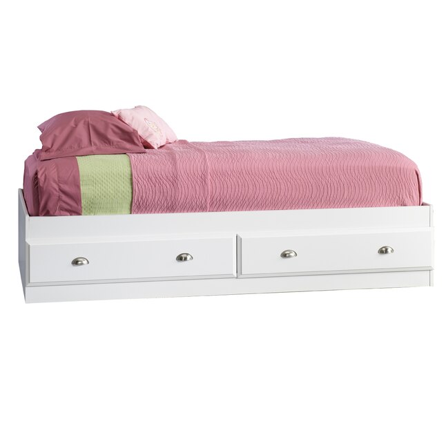 Sauder Shoal Creek Soft White Twin Bed, Twin Bed With Underneath Storage