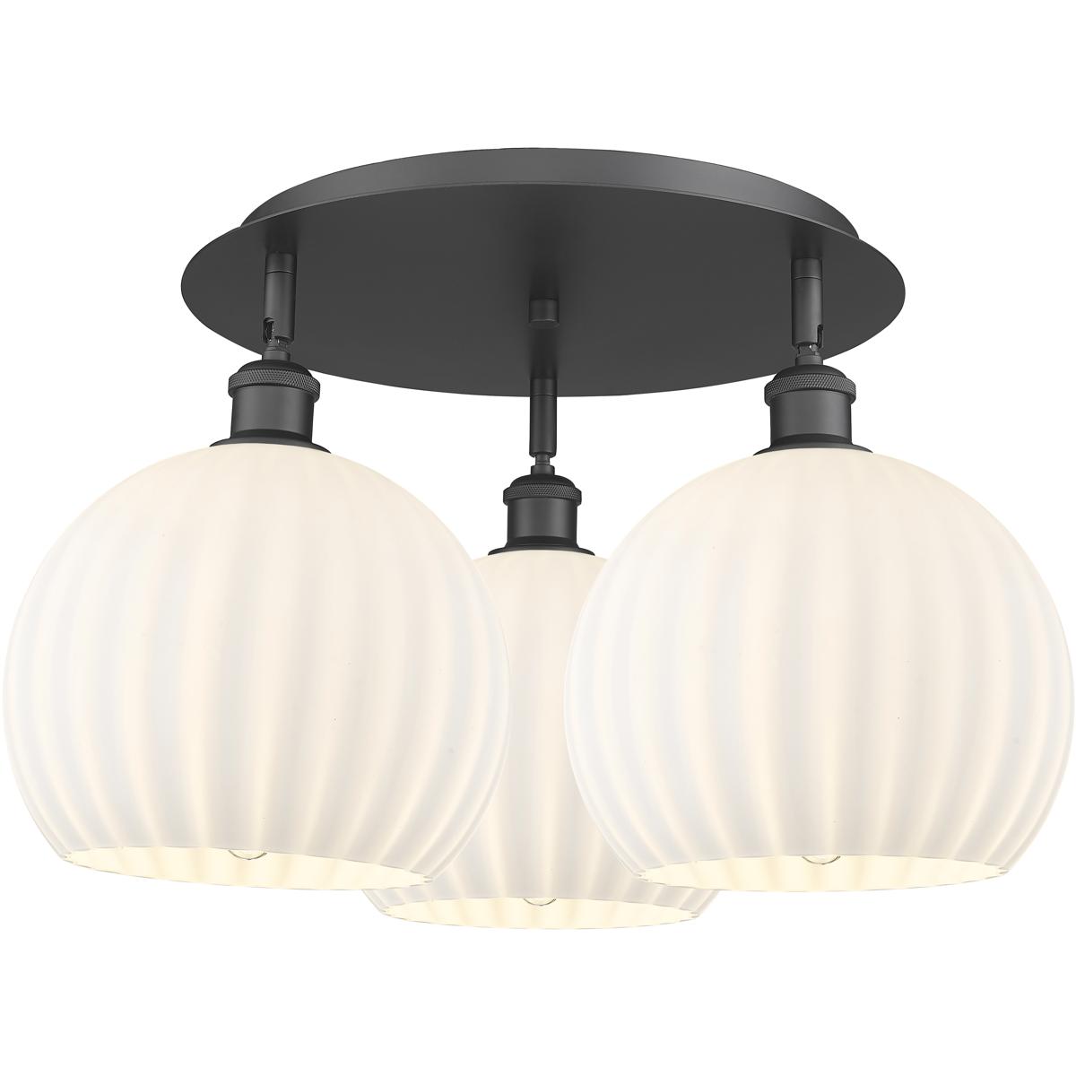 Innovations Lighting  516-3C-BK-G1217-10WV Ballston White Venetian Flush Mount Matte Black