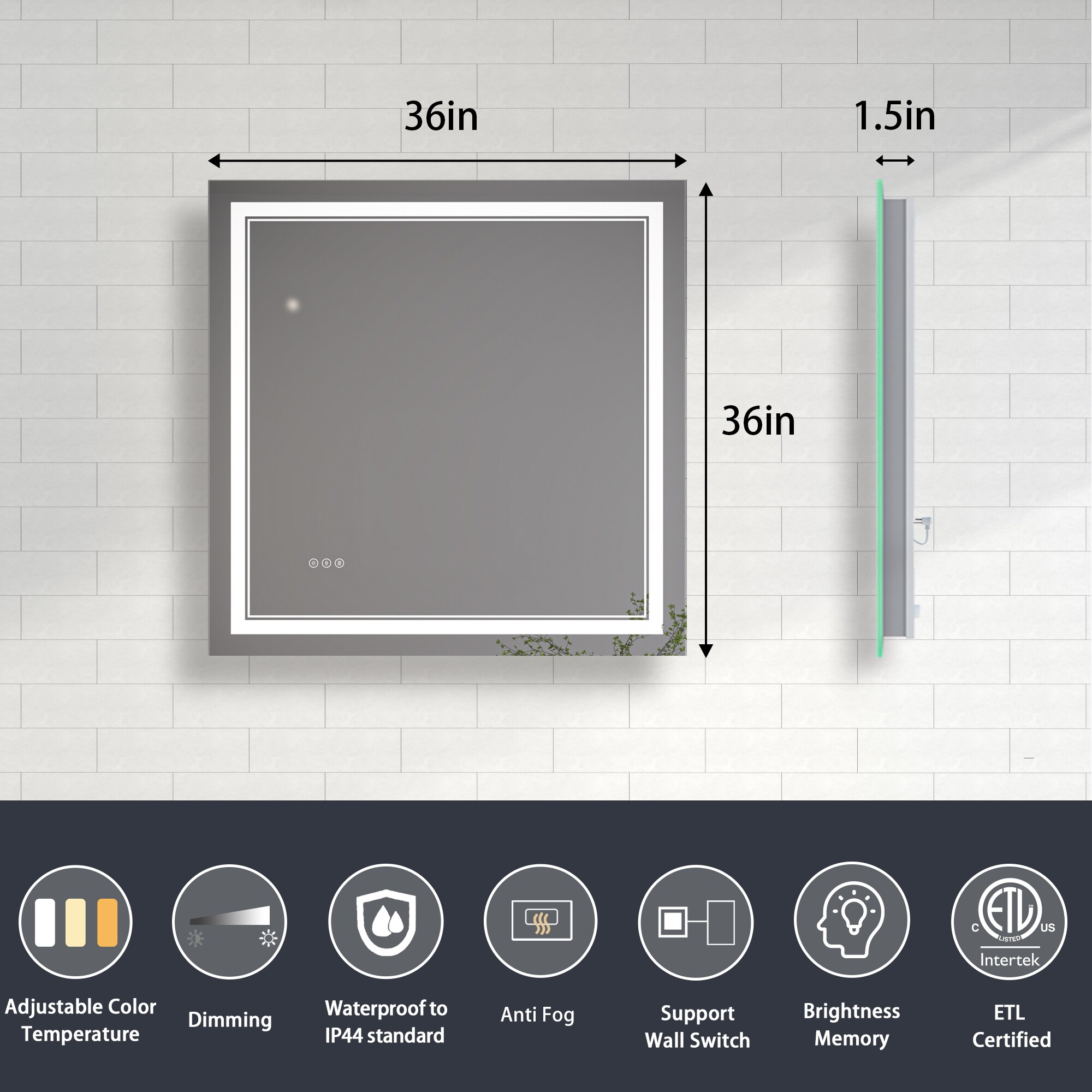 ExBrite DHBM4024BG Framed-Bath-Mirrors - View #3