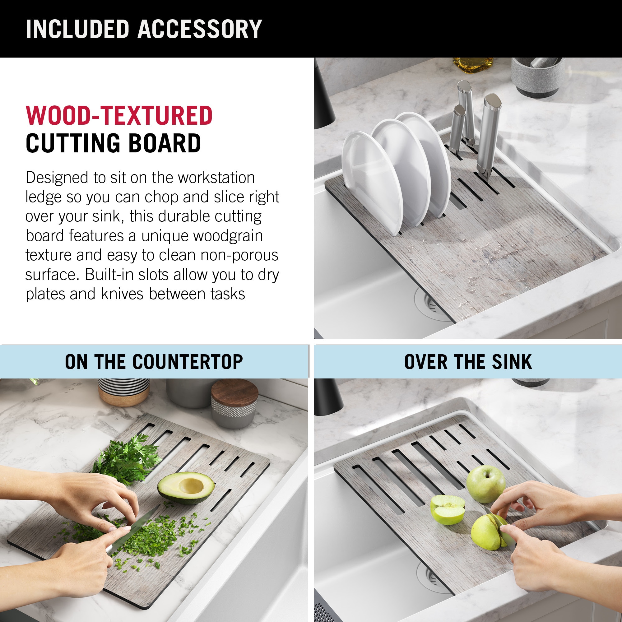 The Only Cutting Board & Food Prep Area Built-in next to your sink – Link Cutting  Boards and Kitchen Workstations