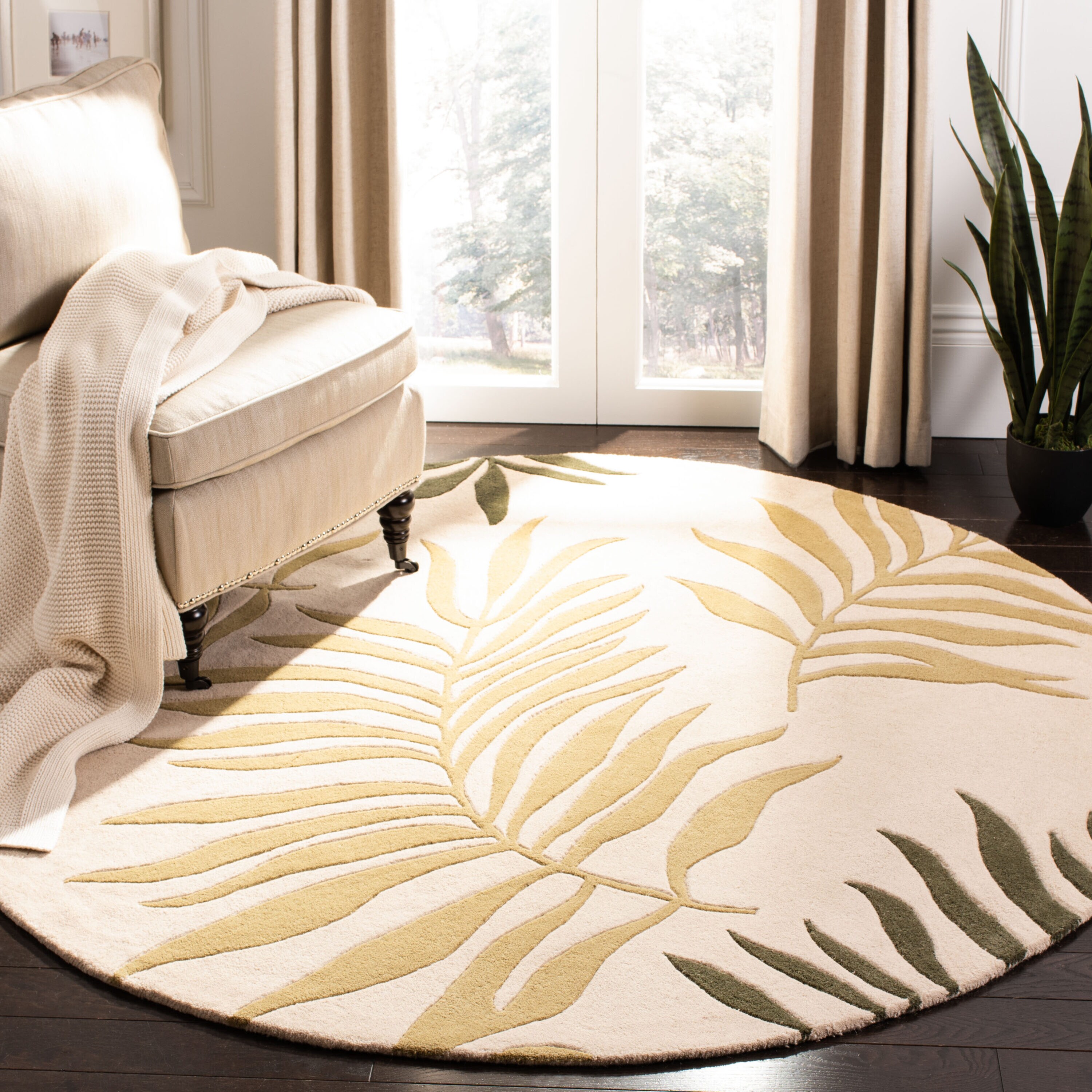  Soh744 Beige/Multi Contemporary 6ft x 6ft Round Rug