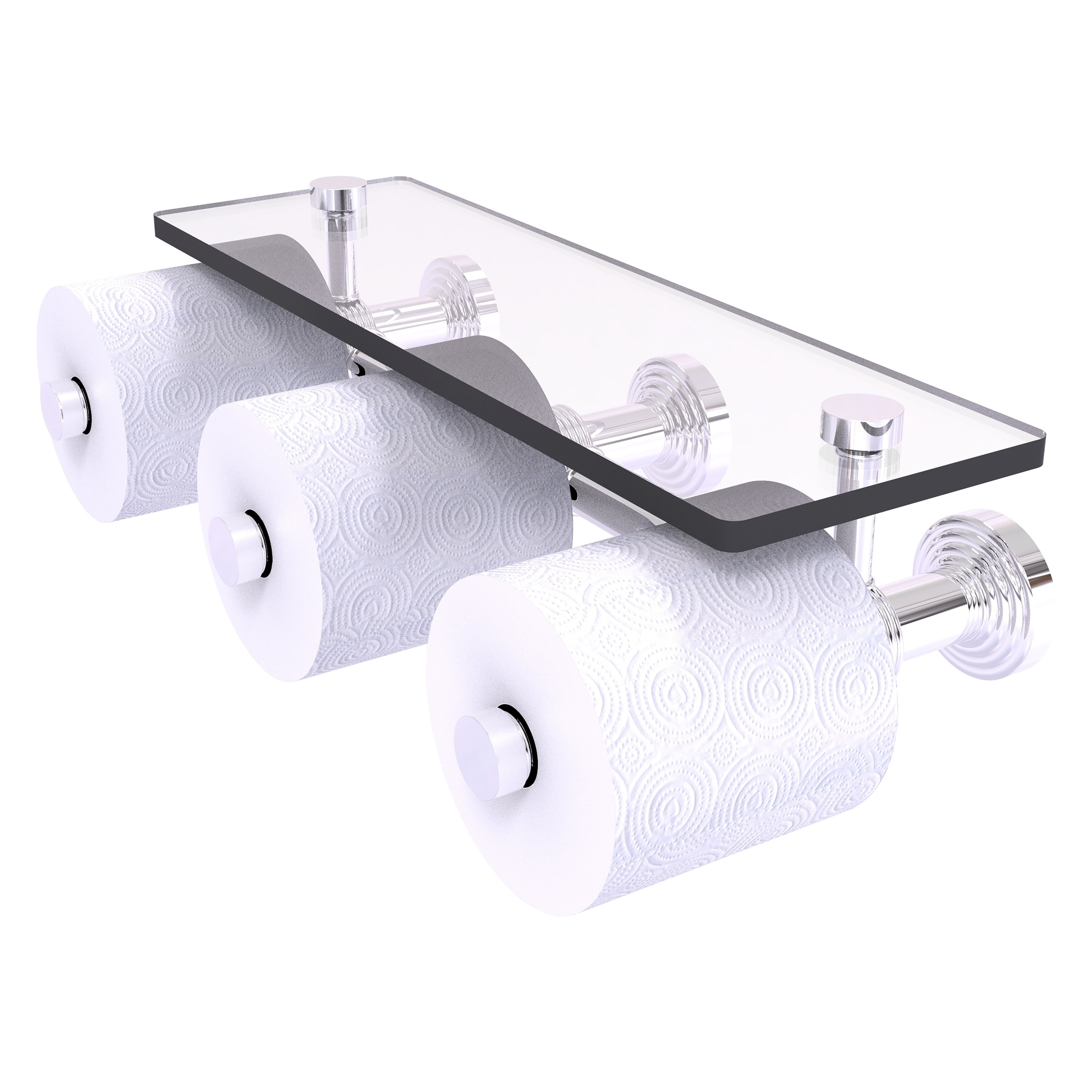 Allied Brass WP-35-3S-PC Waverly Place Polished Chrome Wall mount Double post Toilet Paper Holder 3 -Rolls with Storage