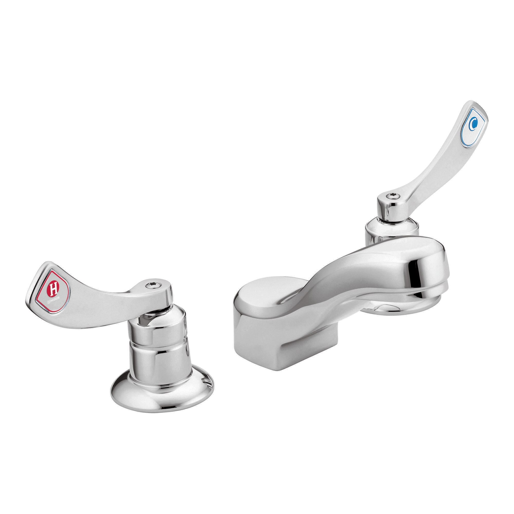 Moen 8228F12 M-Dura Chrome Widespread 2-handle WaterSense Low-arc Commercial Handle Bathroom Sink Faucet