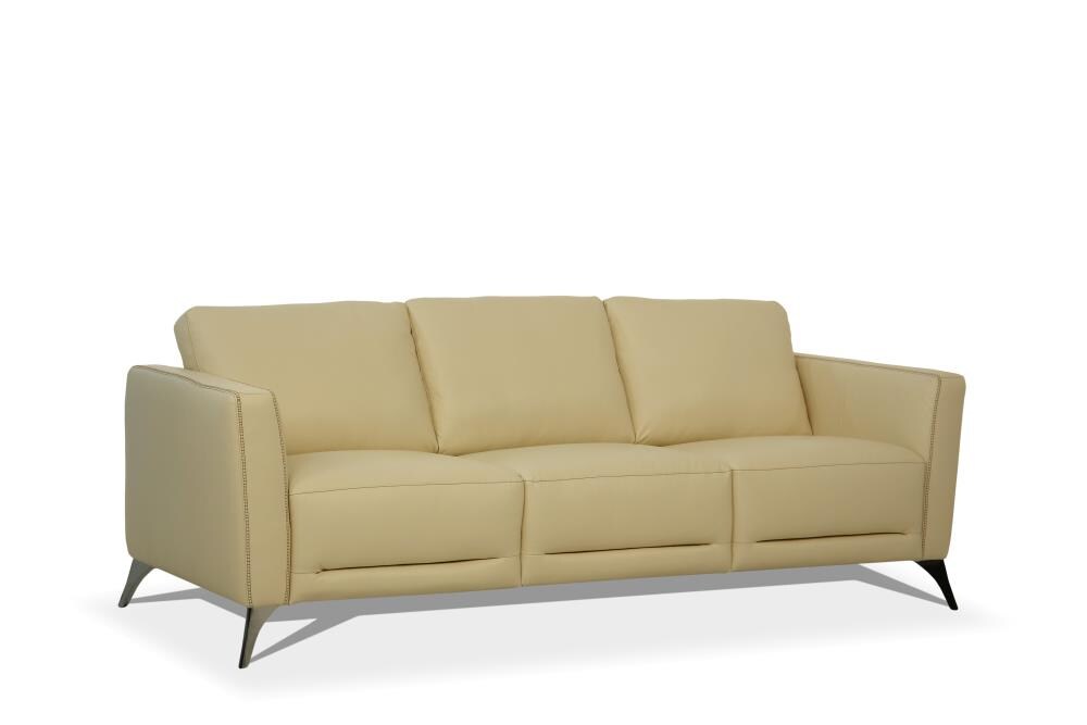 Acme Furniture Malaga Modern Cream, Yellow Leather Sofa Modern