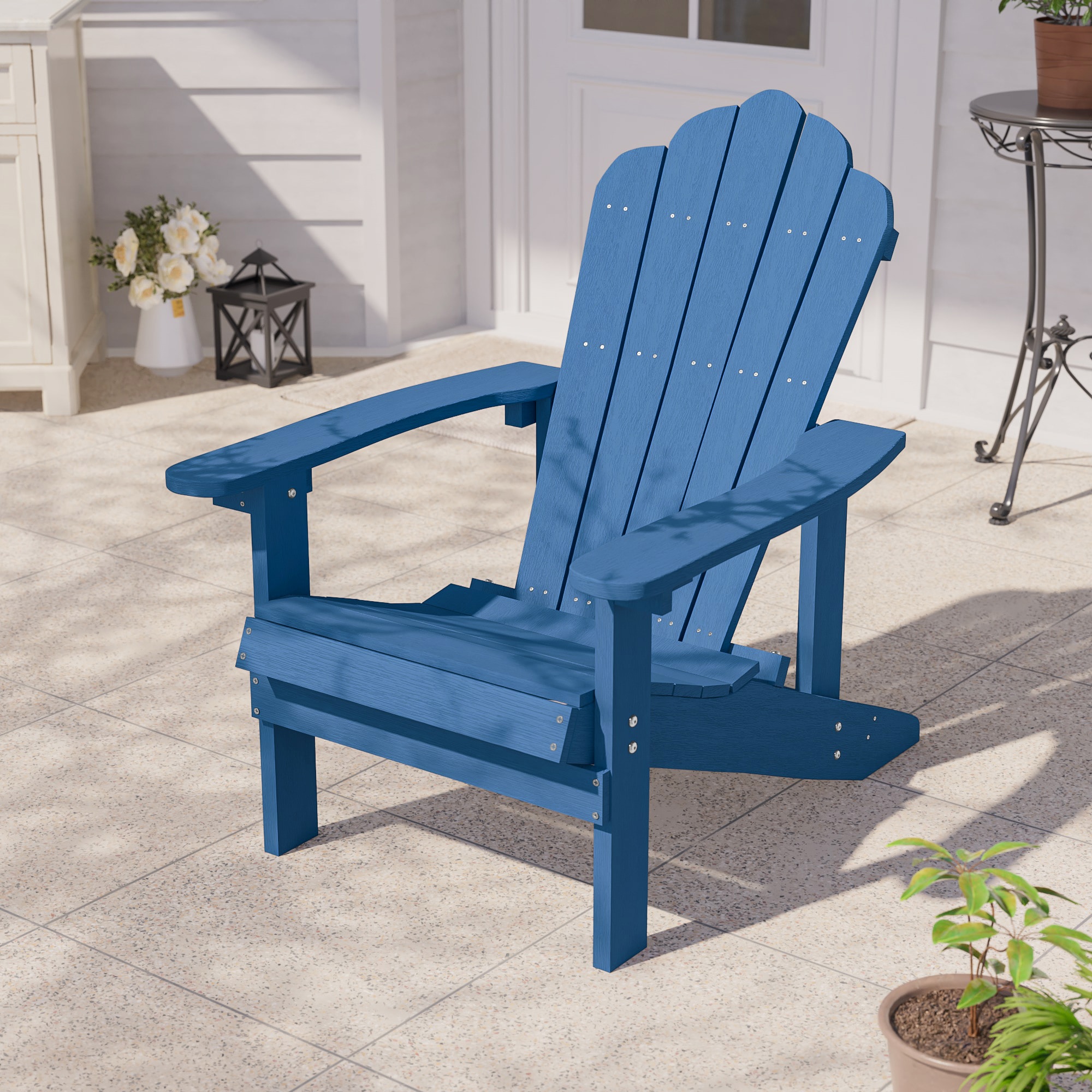 ACEGOSES LW-M2-52-NY Adirondack Chair Navy Stationary Adirondack Chair with Navy Solid Seat