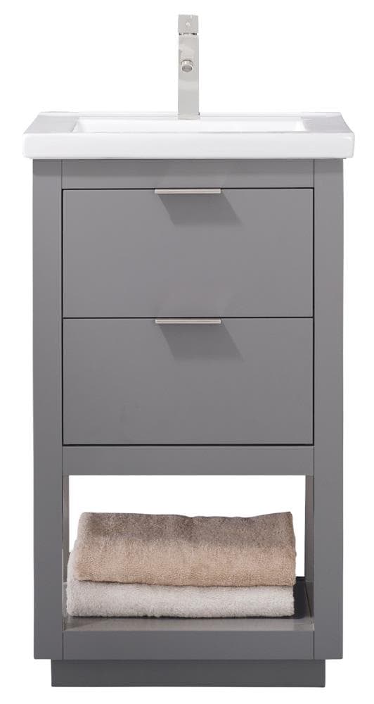 Klein 20-in Gray Single Sink Bathroom Vanity with White Porcelain Top | - Design Element S04-20-GY