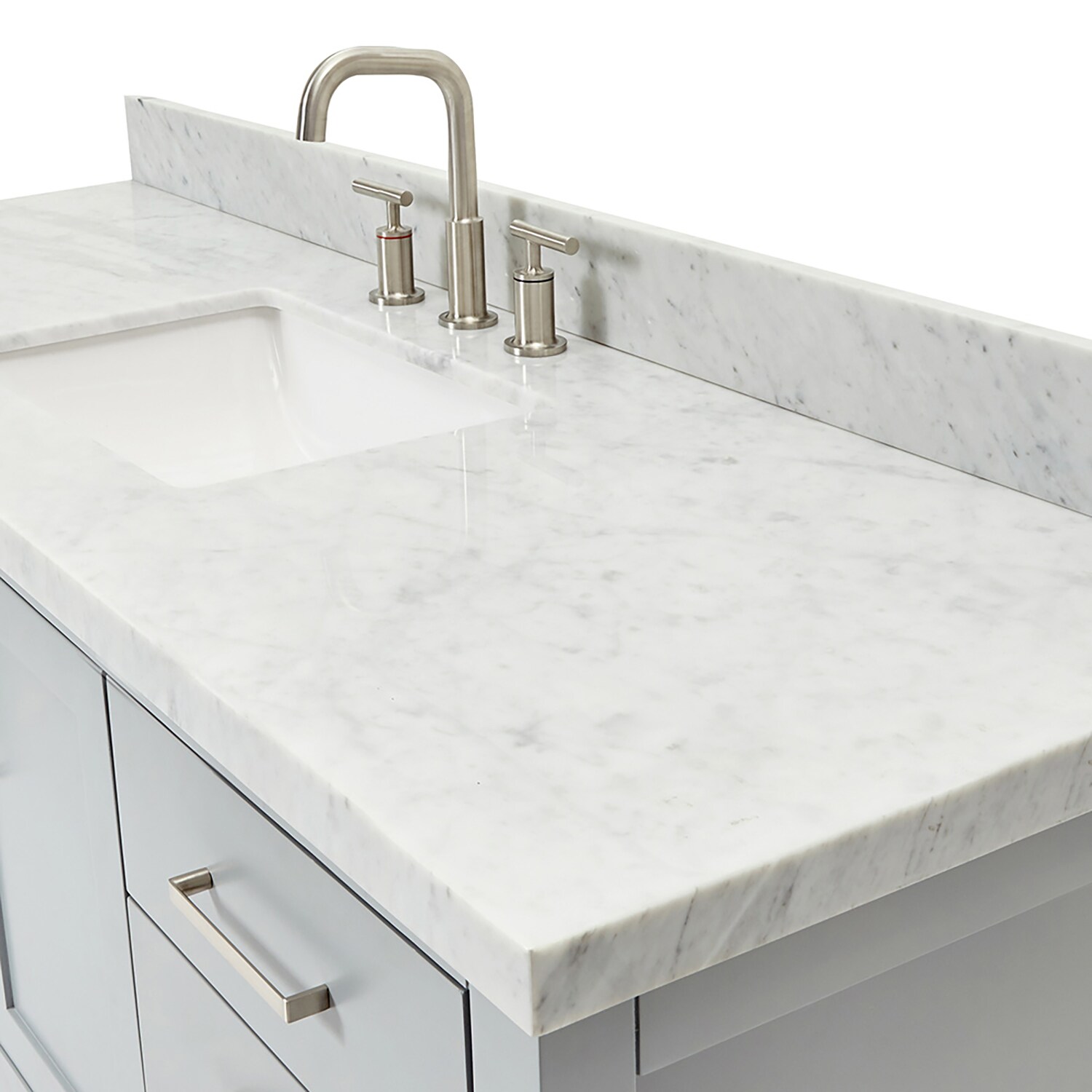 Magnolia 61" Gray Freestanding Double Basin Vanity with Carrara White Top