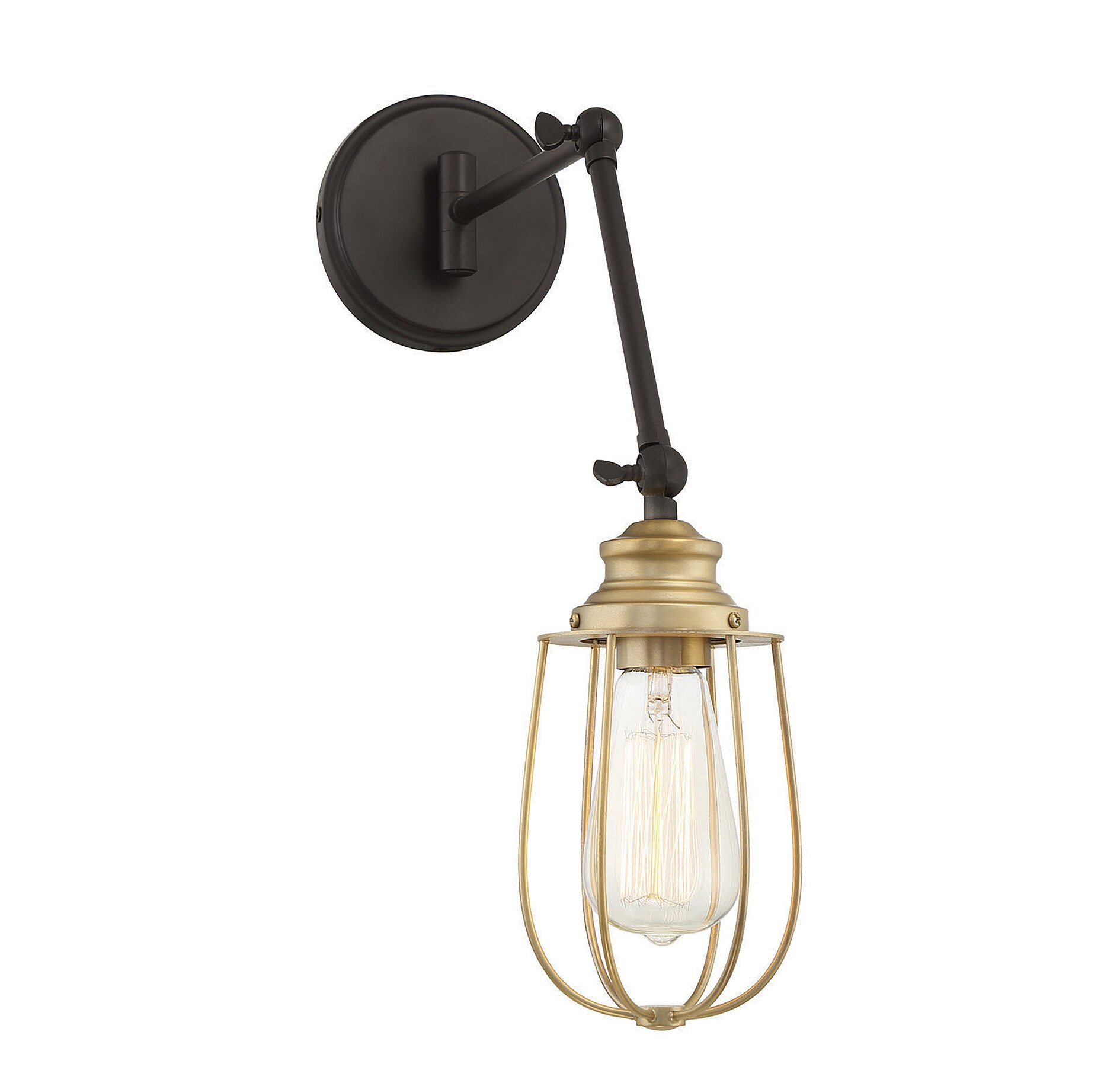 Meridian 5-in W 1-Light Brushed Bronze Industrial Led,Incandescent Wall Sconce | - Meridian Lite Trends M90022ORBNB