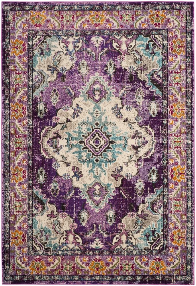 Safavieh MNC243L-5 Monaco Mahal 5 x 8 (ft) Loomed Polypropylene Violet/Light Blue Rectangular Indoor Distressed/Overdyed Oriental Area rug