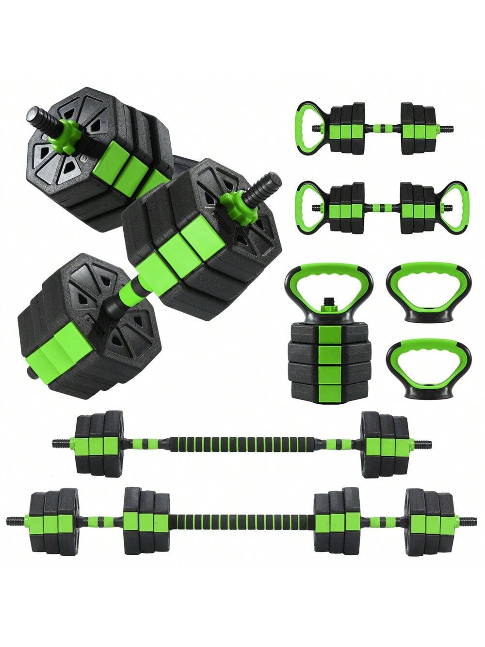 Qeetex BY-POU-3AKXFDS3 3-In-1 Octagonal Adjustable Dumbbell Set 44 Lbs Free Weights Dumbbells With Anti-Slip Handle For Men and Women Versatile Dumbbells Set Of 2 With Connector Perfect For Home Gym
