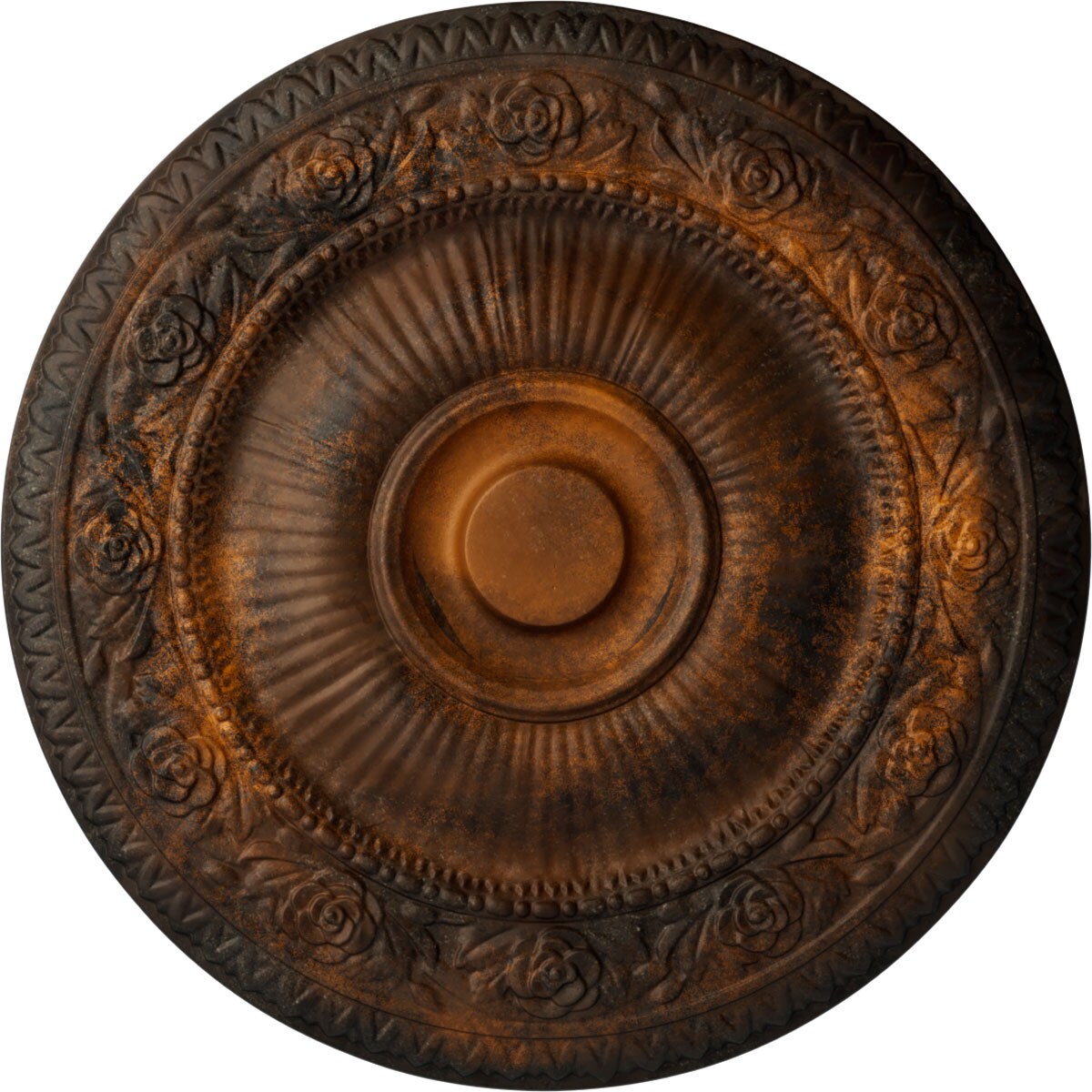Ekena Millwork CM24NARUS Neuveau 24.25-in W x 24.25-in L Painted Rust Polyurethane Whole Ceiling Medallion