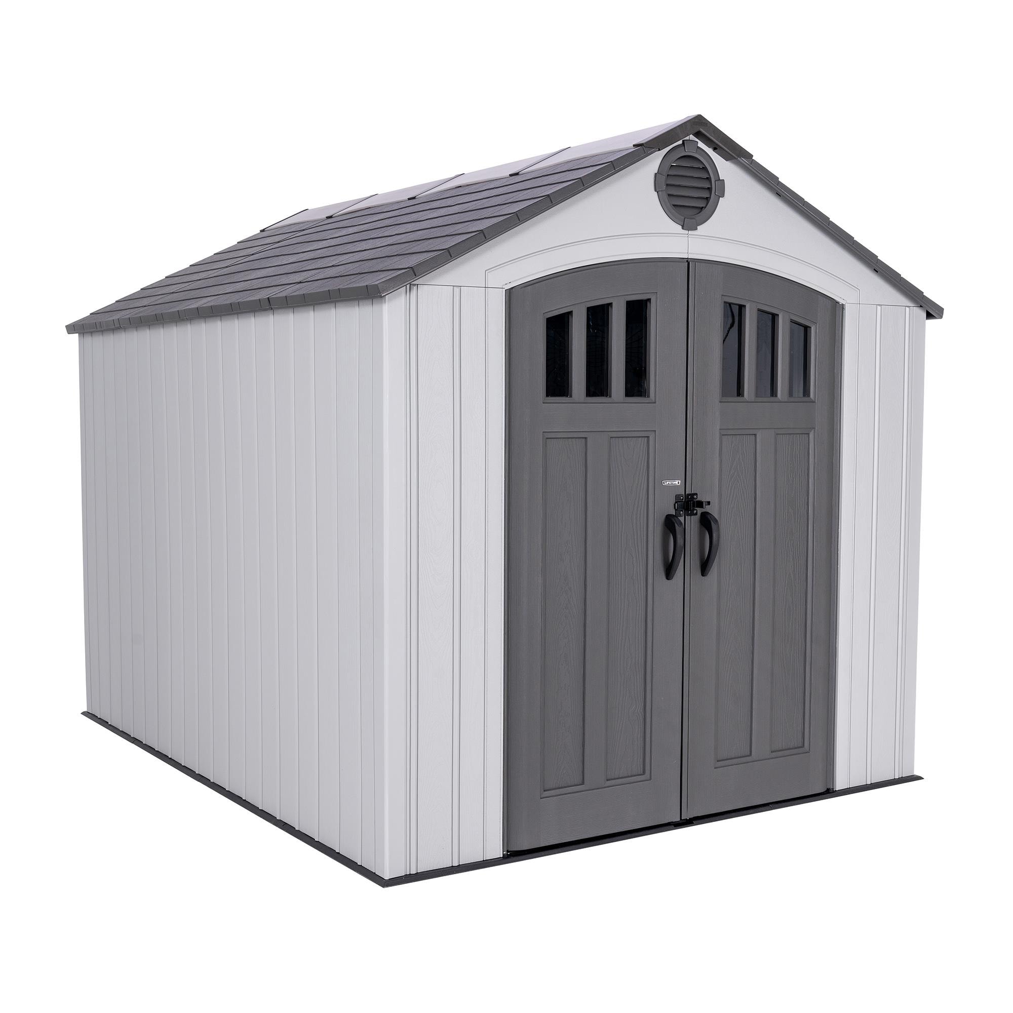 LIFETIME PRODUCTS 60469 8-ft x 10-ft Classic Gray Gable Resin Storage Shed (Floor Included)