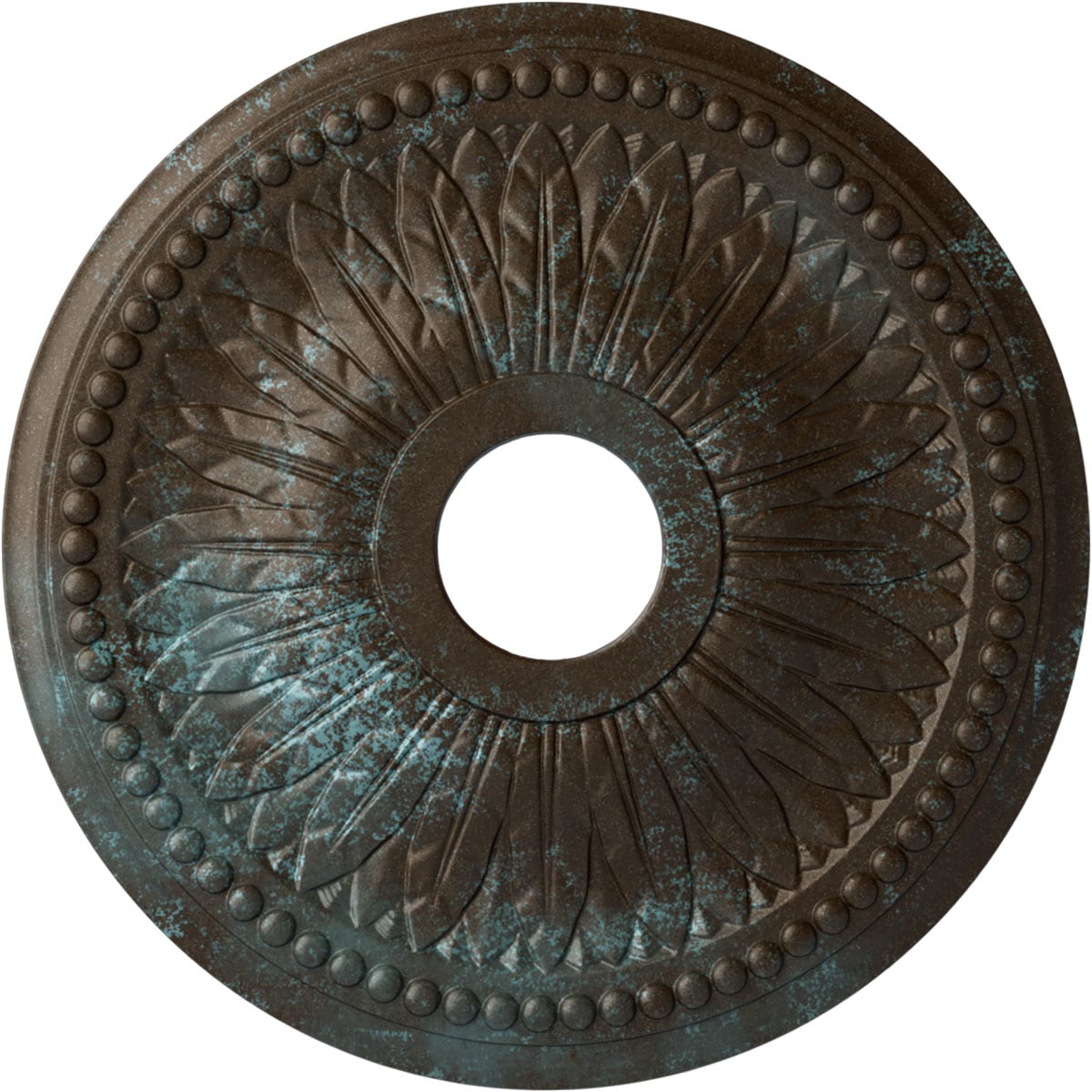 Ekena Millwork CM18BIBBS Bailey 18-in W x 18-in L Painted Bronze Blue Patina Polyurethane Whole Ceiling Medallion