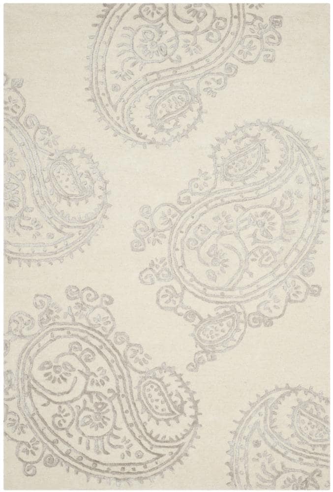 Safavieh BEL153B-4 Bella Deniz 4 x 6 (ft) Tufted Synthetic Ivory/Beige Rectangular Indoor Paisley Farmhouse/Cottage Area rug