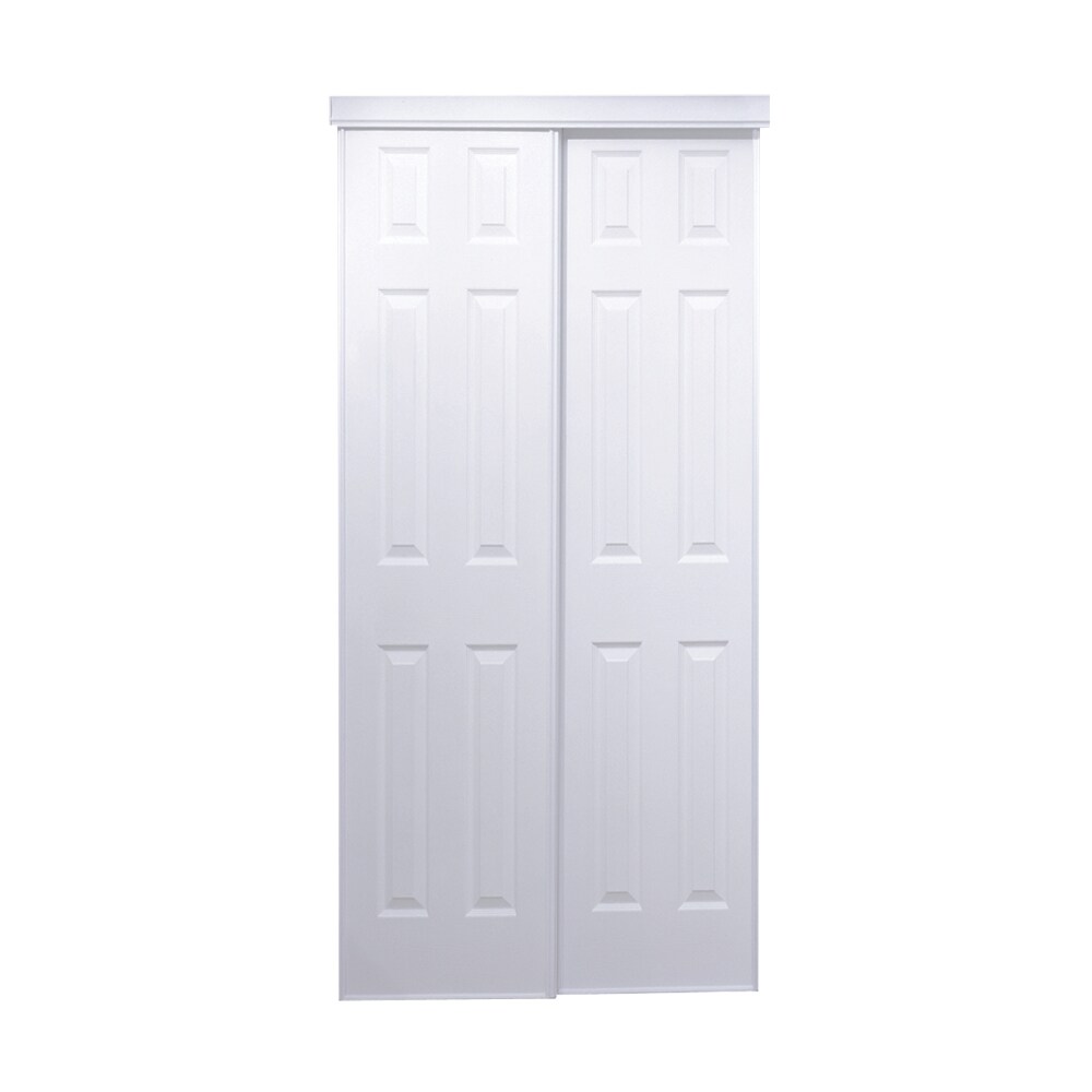 RELIABILT 72-in x 80-in White 6-panel Prefinished Steel Closet Sliding Door (Hardware Included)