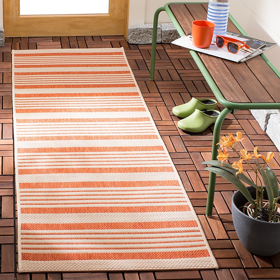 Safavieh Courtyard Dobby 2 x 8 Beige/Blue Indoor/Outdoor Stripe Coastal Runner Safavieh Courtyard Dobby 2 x 8 Beige/Blue Indoor/Outdoor Stripe Coastal Runner