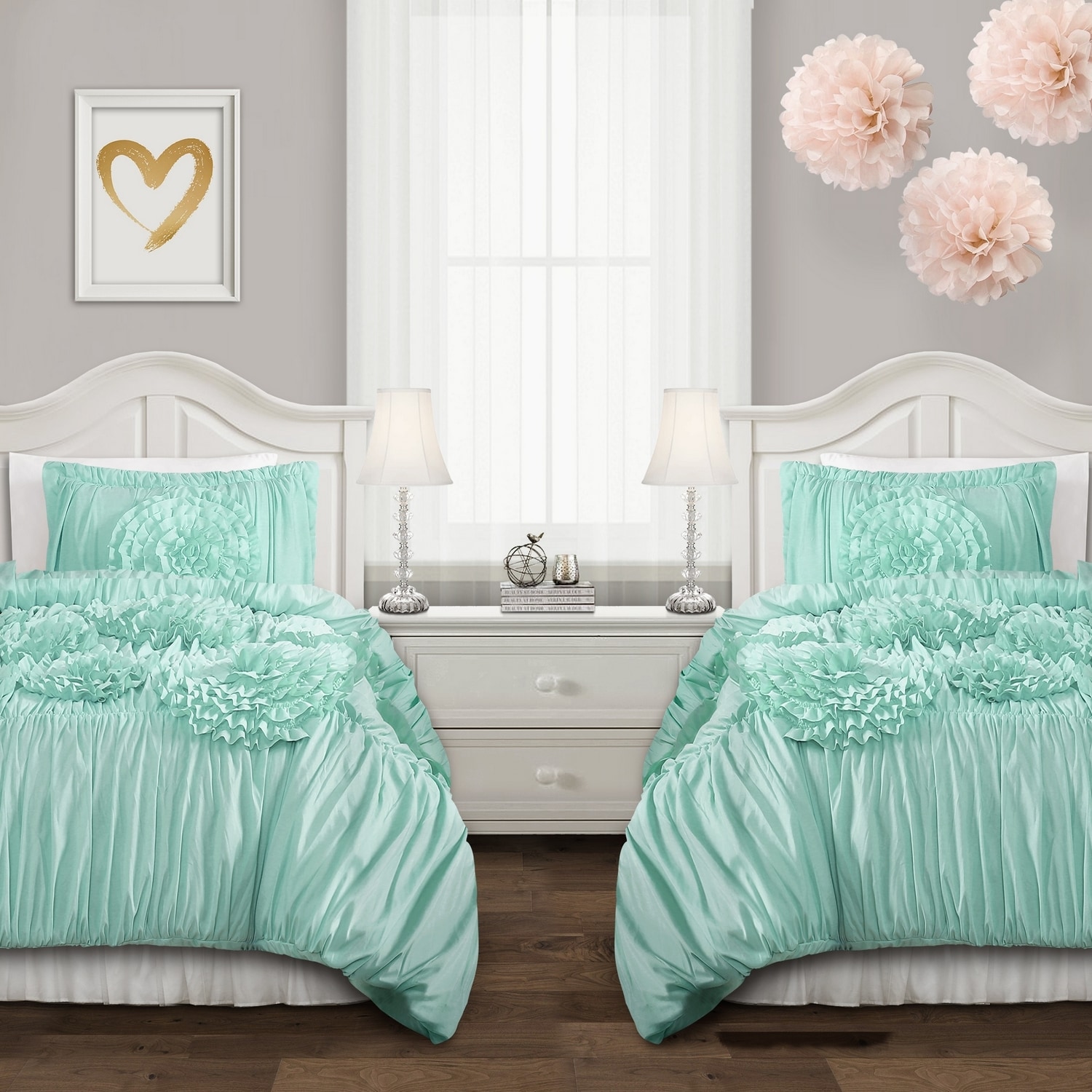 Lush Decor 16T002984 Aqua Solid Full/Queen Comforter