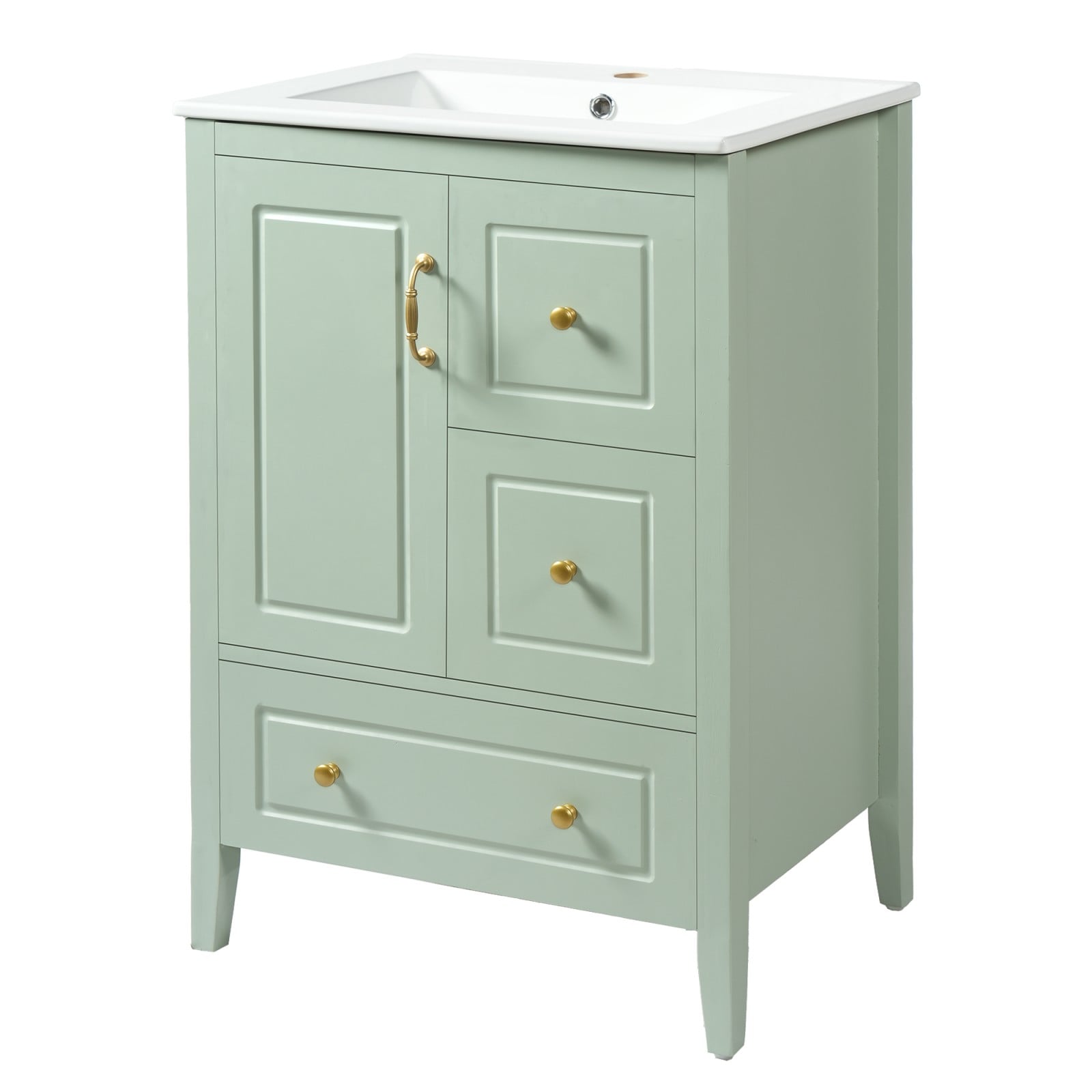 GlasFlength -  30-Inch Softened Modern Bathroom Vanity with Ceramic Sink Soft-Close Doors and Dra...