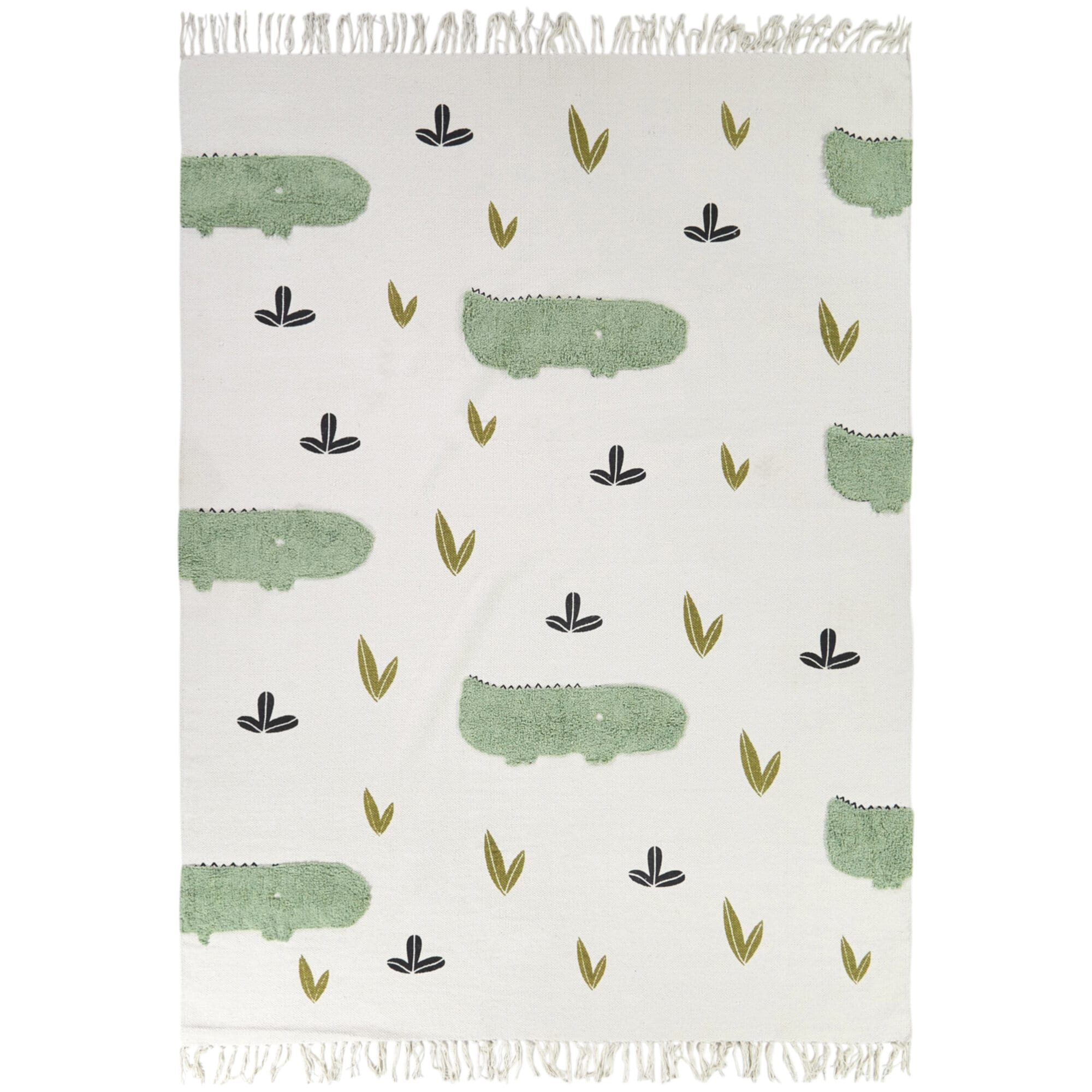 Balta 3123800 Croc 5ft 3in x 7ft Green Kids Handmade Area Rug