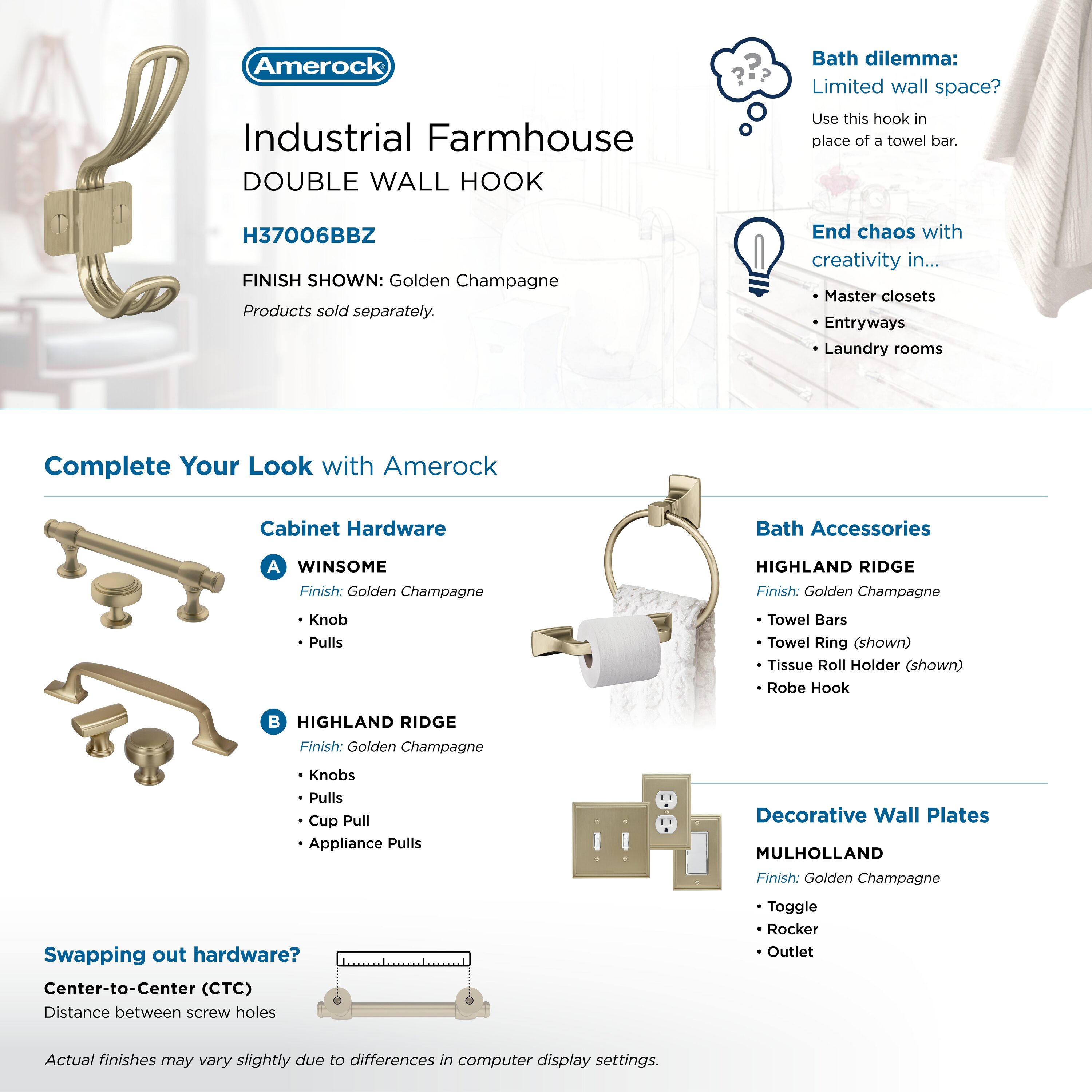 Amerock H37006BBZ Decorative-Wall-Hooks - View #6