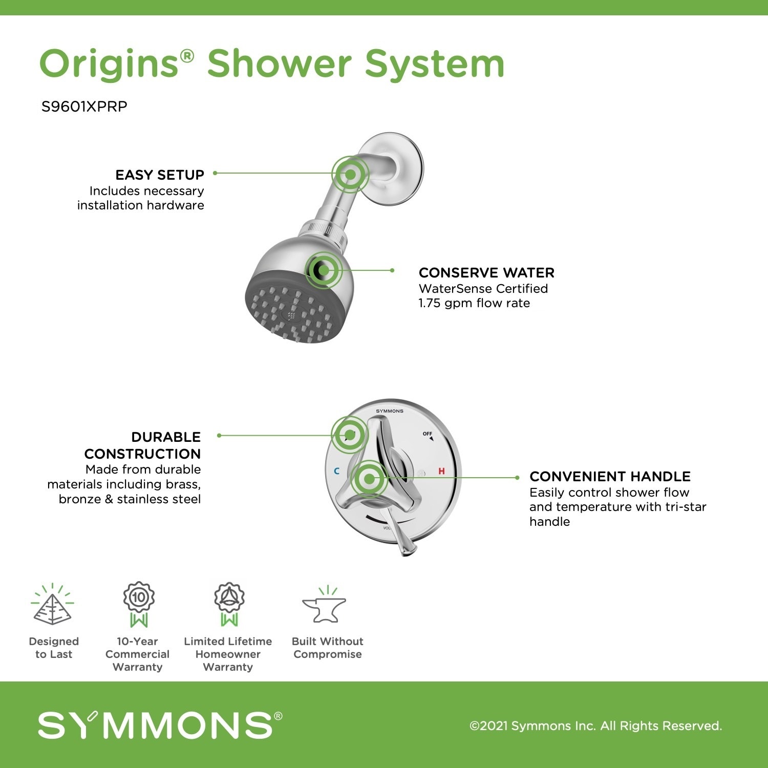 Origins Polished Chrome Handheld Shower Faucet System with Valve