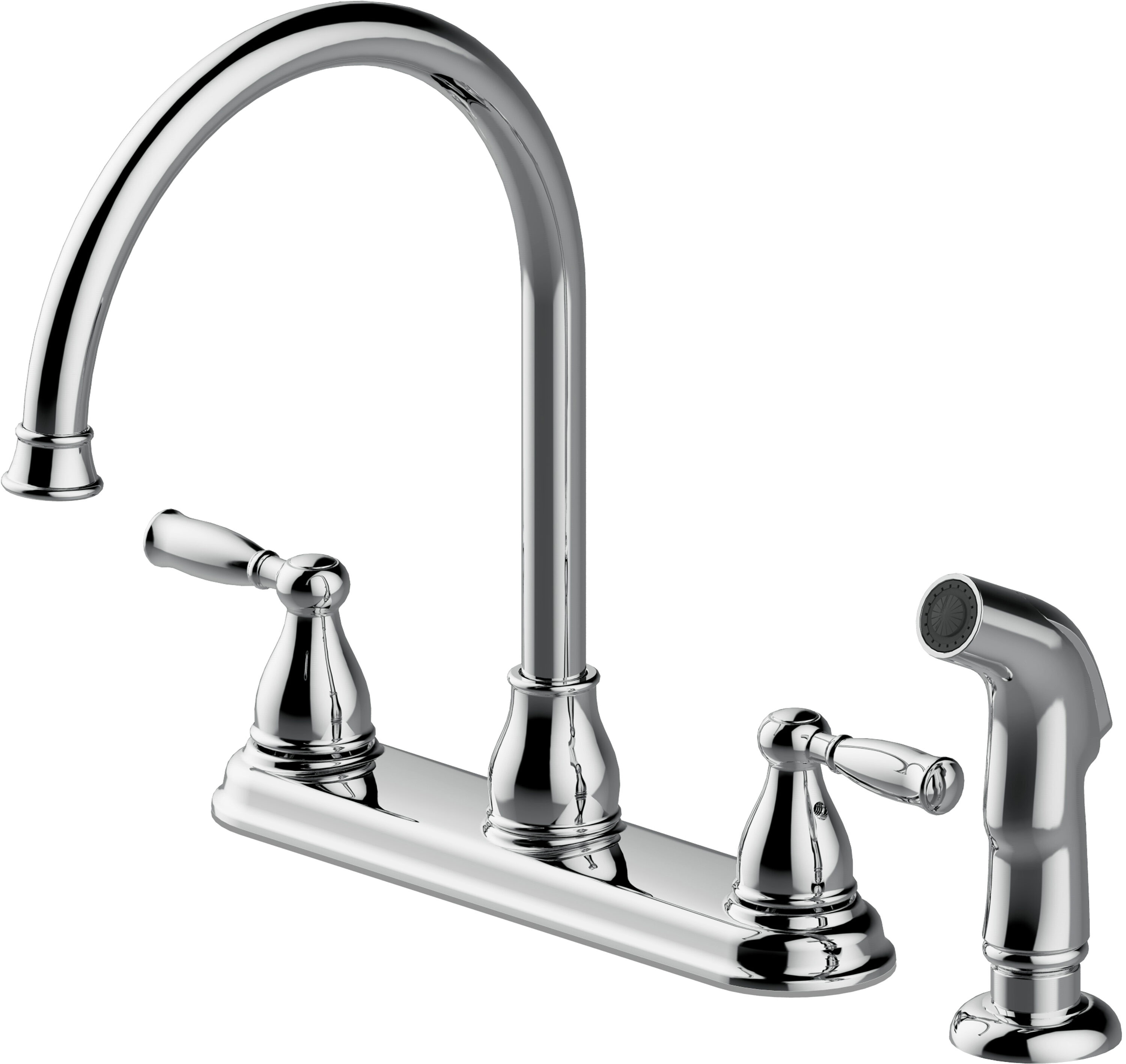 Project Source BRICE Polished Chrome Double Handle Kitchen Faucet (Deck ...