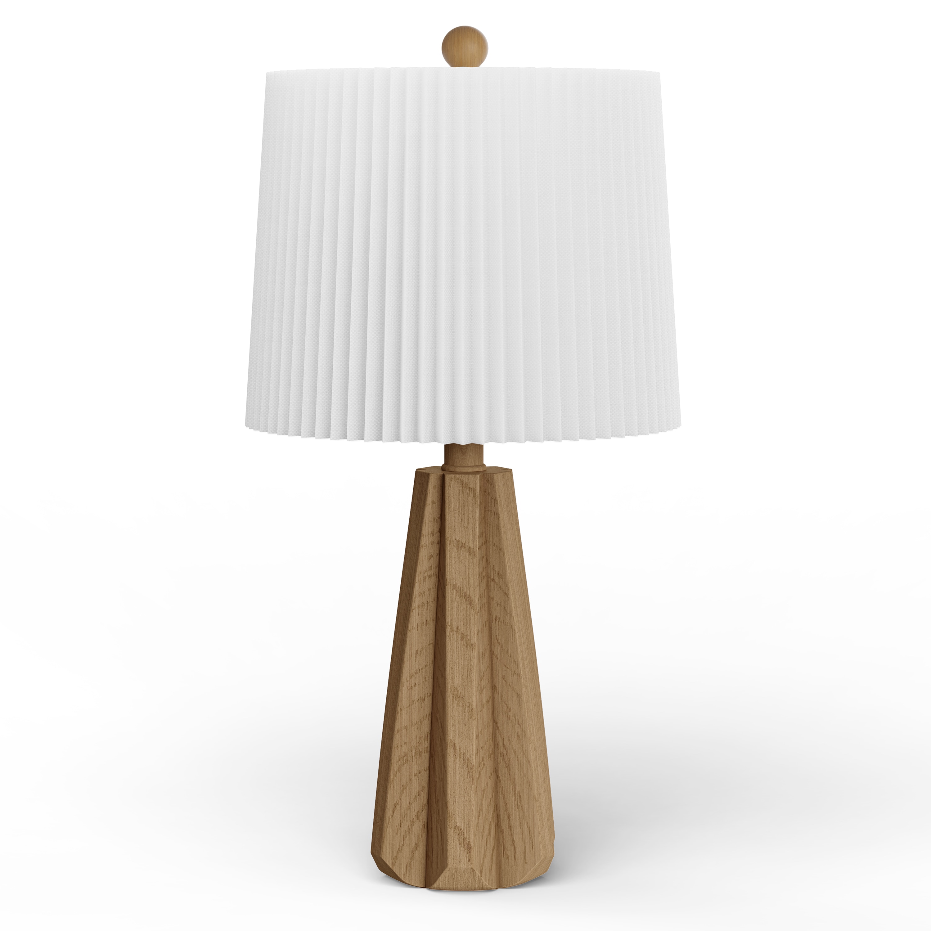 Deluxe 24" Light Brown Resin Table Lamp with White Pleated Linen Shade