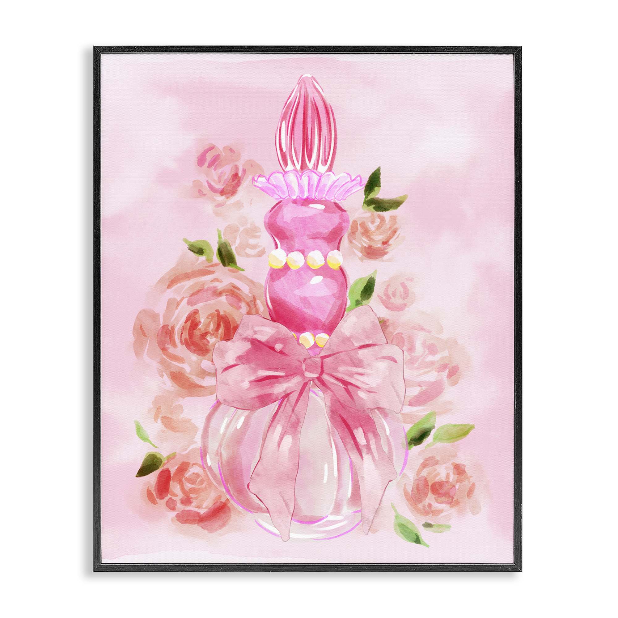 Stupell Industries BT-183-FR-16X20 Lovely Pink Perfume and Roses Black Framed Giclee Art By Ziwei Li 16 x 20