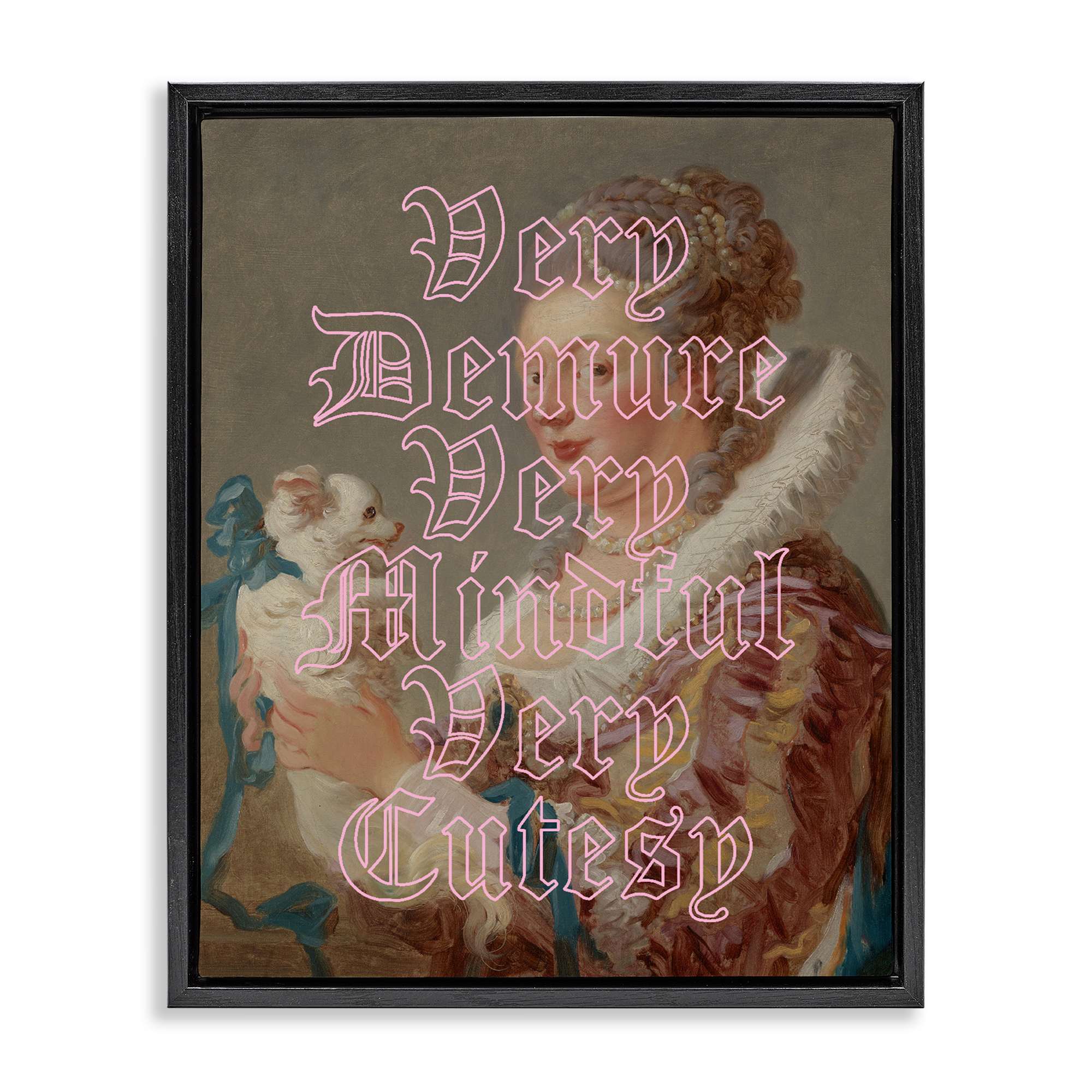 Stupell Industries BT-100-FFB-24X30 Trendy Demure and Mindful Classic Black Framed Floater Canvas Wall Art By Lil' Rue 25 x 31
