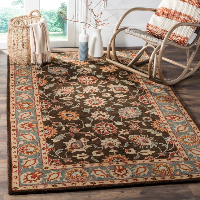 Safavieh Heritage Bidar 4 x 6 Charcoal/Blue Indoor Floral/Botanical Oriental Handcrafted Area Rug Safavieh Heritage Bidar 4 x 6 Charcoal/Blue Indoor Floral/Botanical Oriental Handcrafted Area Rug