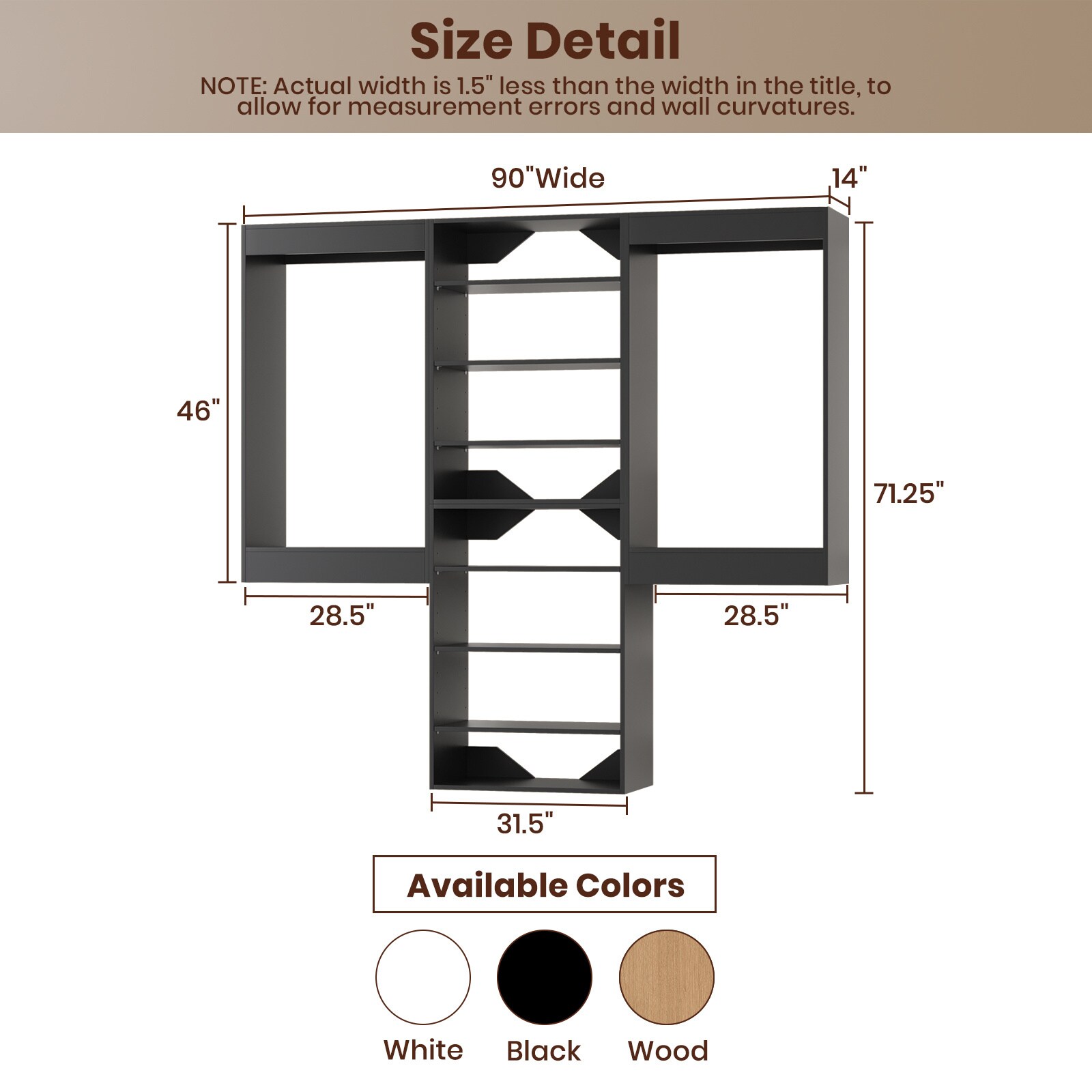 LOVMOR LO-MODEL5-14-ZJL Wood-Closet-Shelves - View #7