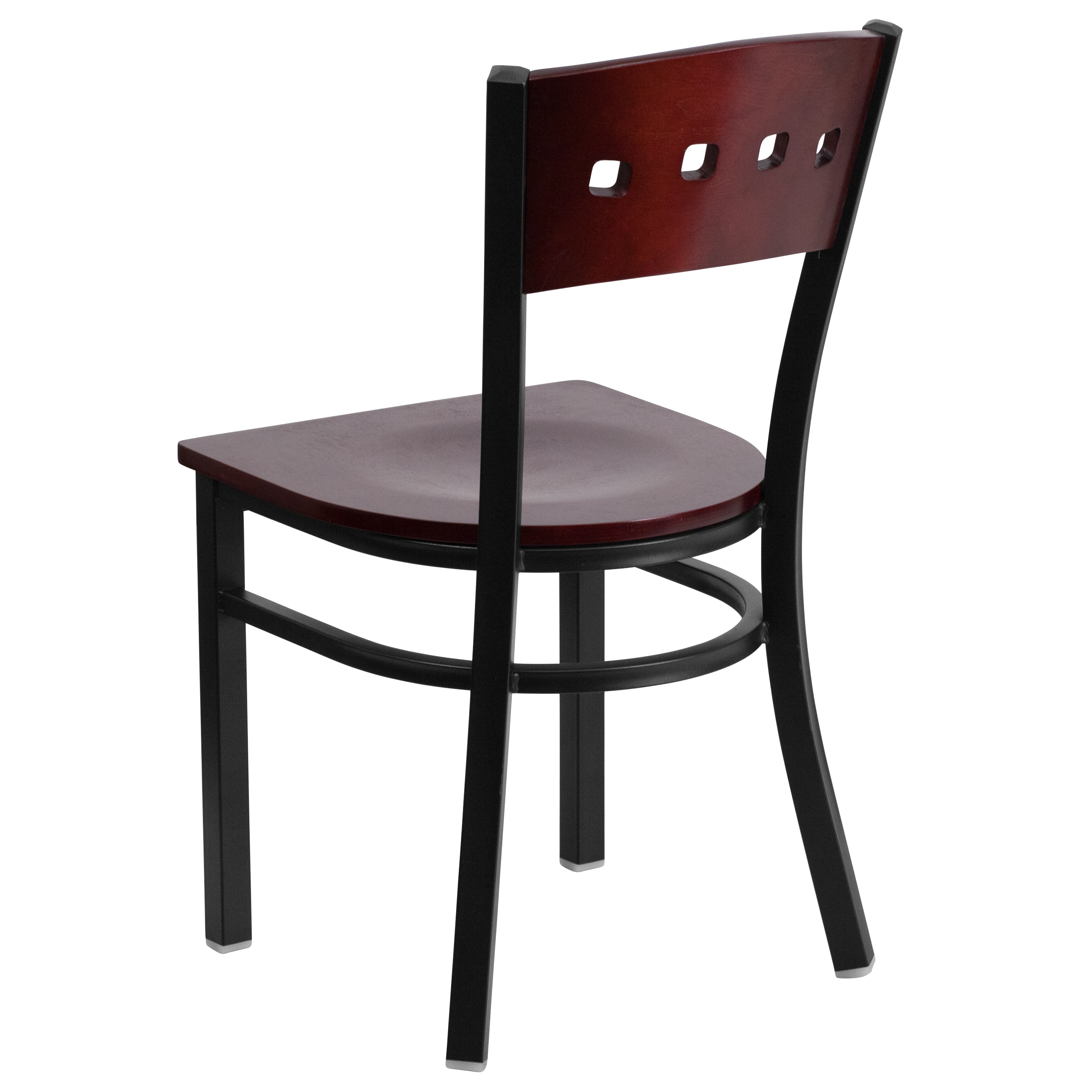 Elegant Ladderback 32" Mahogany and Black Metal Side Chair