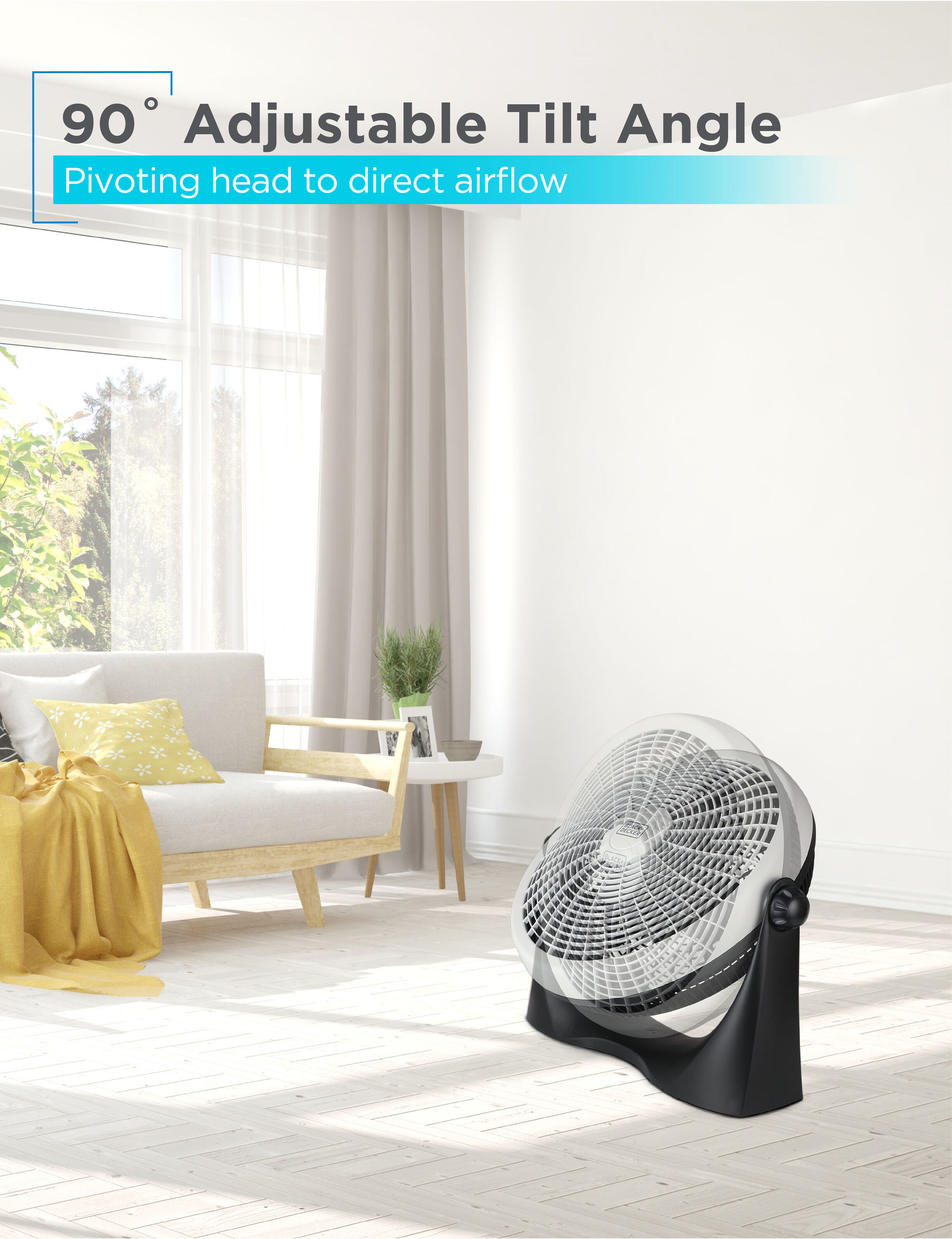 BLACK+DECKER 15.6-in 3-Speed Indoor Black Floor Fan in the Portable Fans  department at