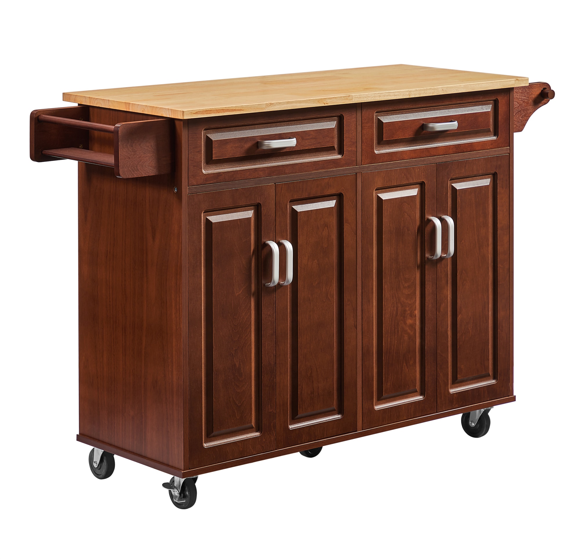 BABOOM Brown Mdf Base with Wood Top Rolling Kitchen Island (18.1-in x 53.8-in x 35.5-in)