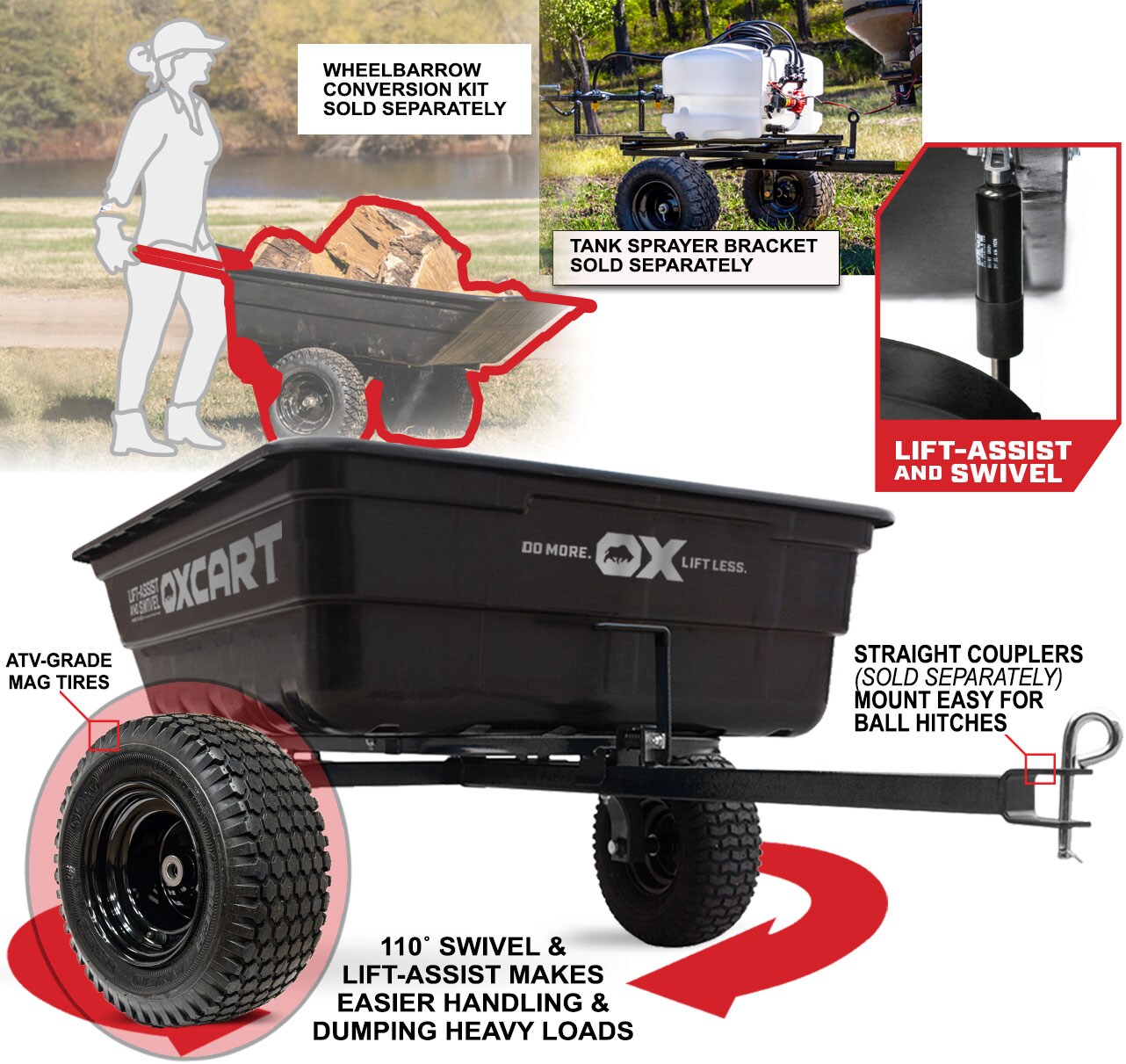 OxCart 15-cu ft Poly Dump Cart, Convertible to Push, 1250 lbs. Load Capacity, Hydraulic Lift-Assist GTMXP3L116A Sansujyuku sansujyuku.com