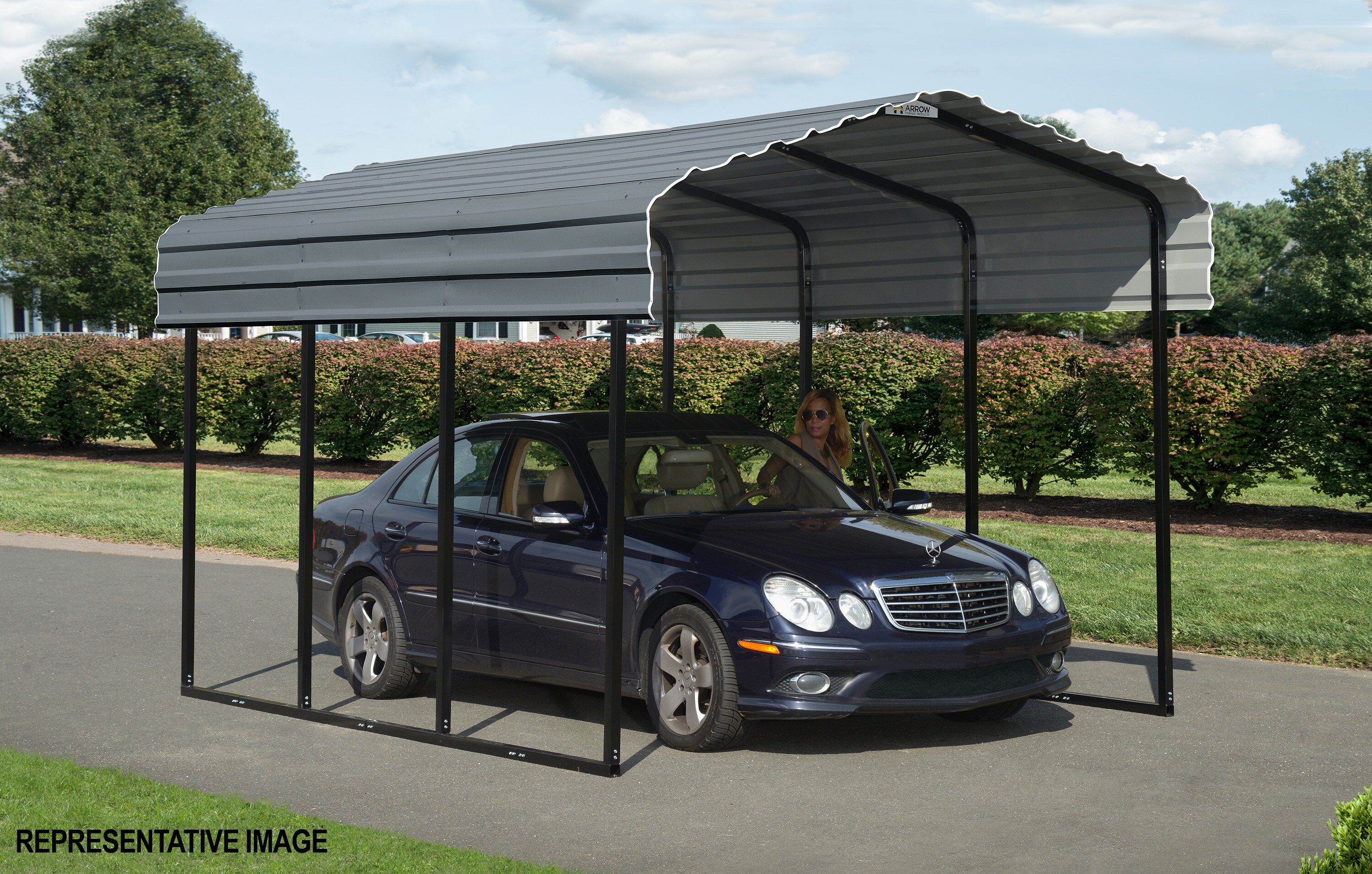 10' x 20' Charcoal Galvanized Steel Carport Shelter