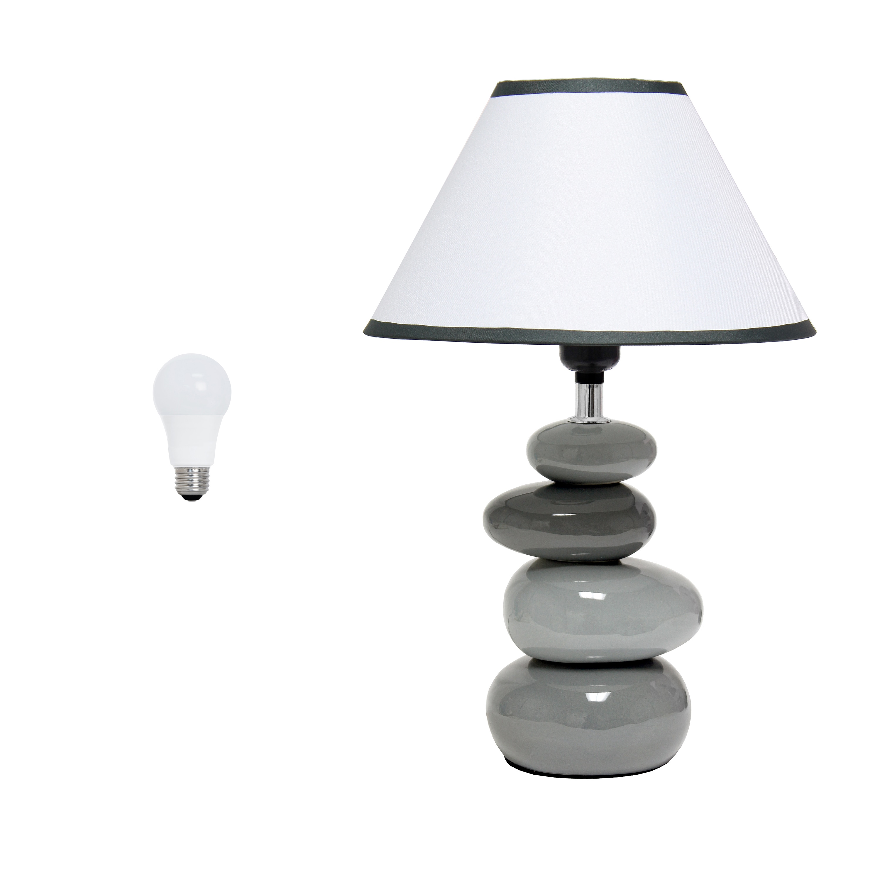 Creekwood Home CWT-2015-GY-LB Priva 14.7-in Gray LED On/Off switch Table Lamp with Fabric Shade