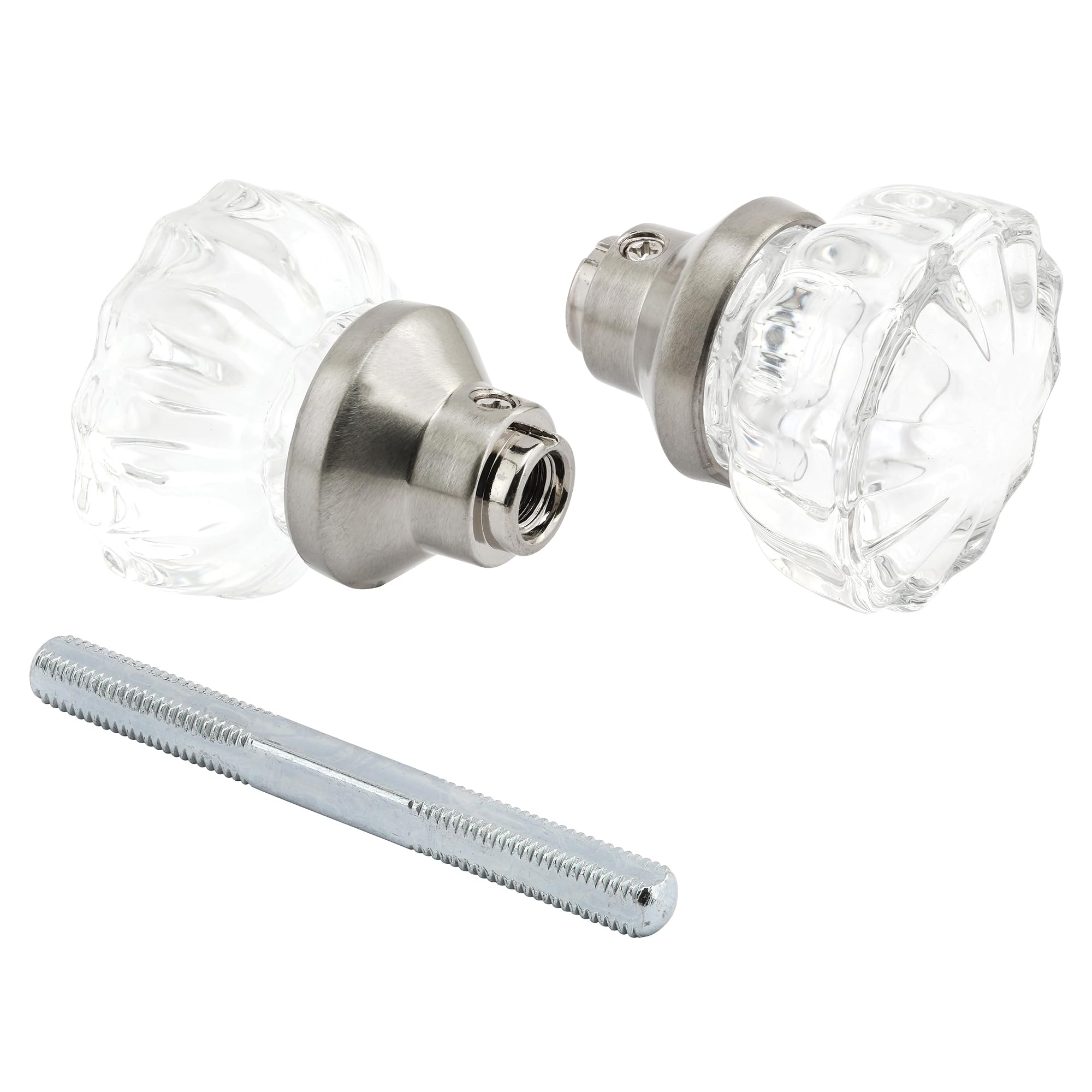 Prime-Line E 28315 Mortise Style Fluted Glass Door Knobs - Perfect for Replacing Broken Antique Lock Sets on Interior Doors Features 2 In. Outside Diameter Knobs Satin Nickel (Single Pack) #E 28315