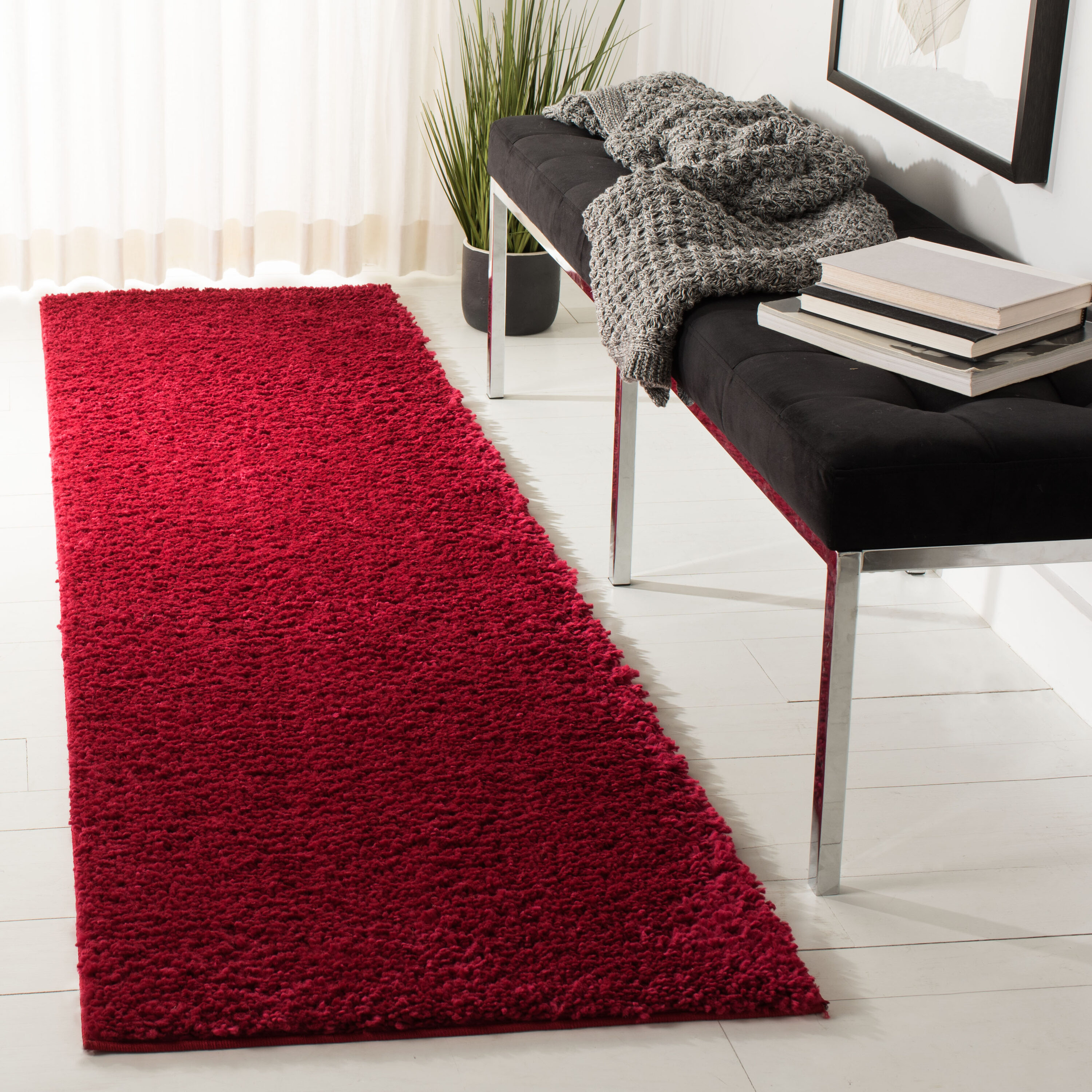 August Shag 900Q Red 2ft-3in x 14ft Runner Rug