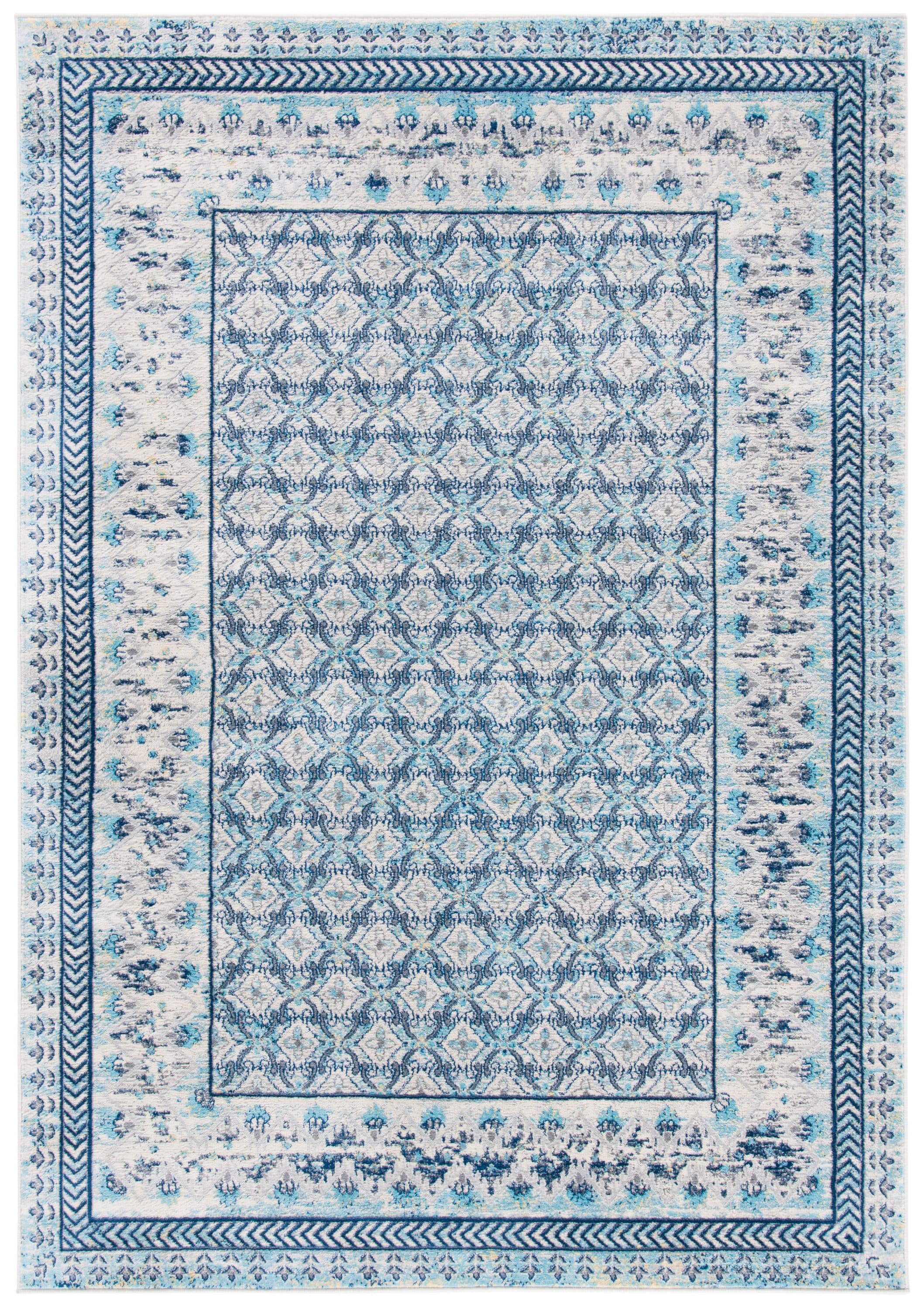 Safavieh BNT899A-5 Brentwood Gusta 5 x 8 (ft) Loomed Polypropylene Ivory/Aqua Rectangular Indoor Distressed/Overdyed Vintage Area rug