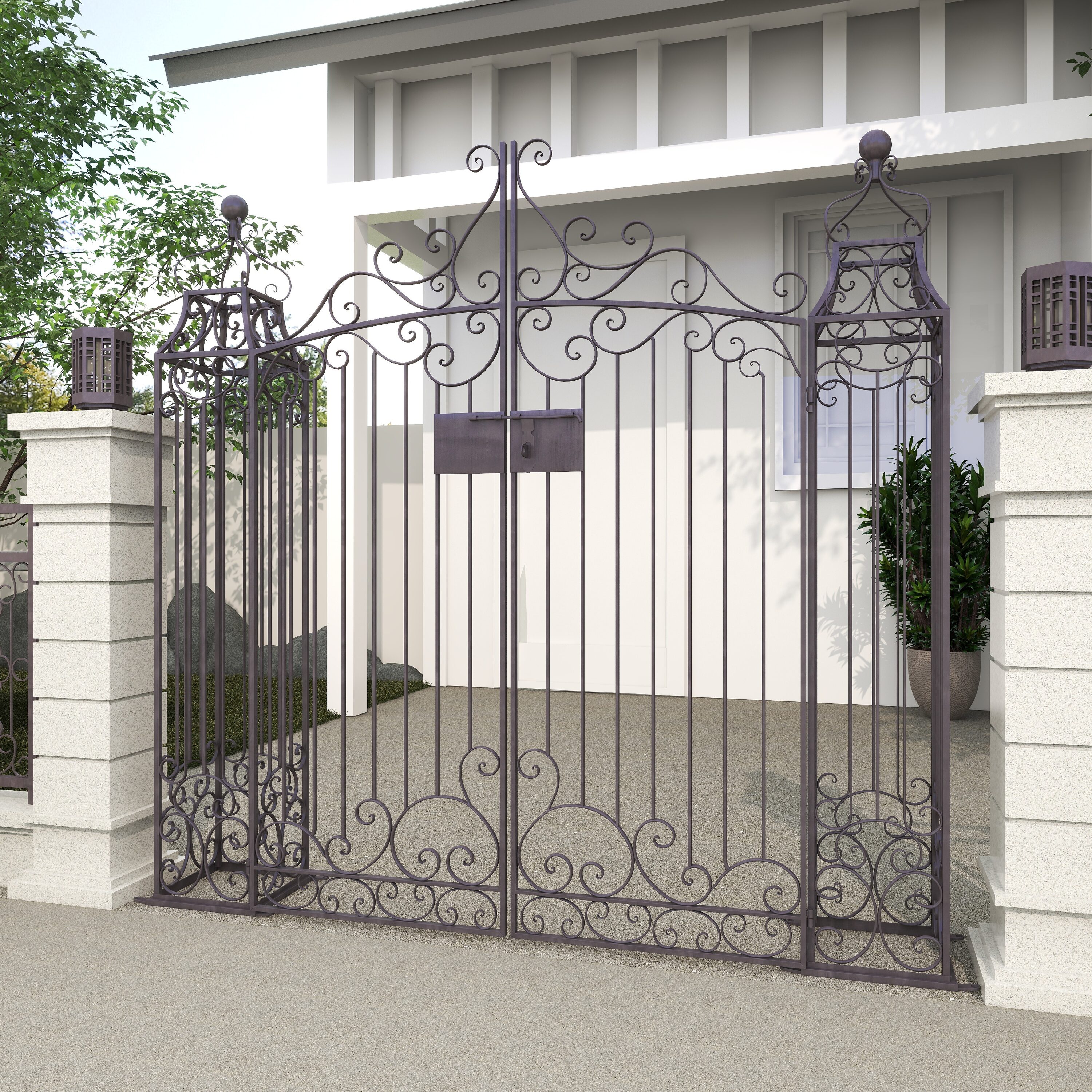 Grayson Lane 41391 5-ft W x 5-ft H Peaked Dark Brown Indoor/Outdoor Scrollwork Arched Gate Wrought iron Garden Arbor