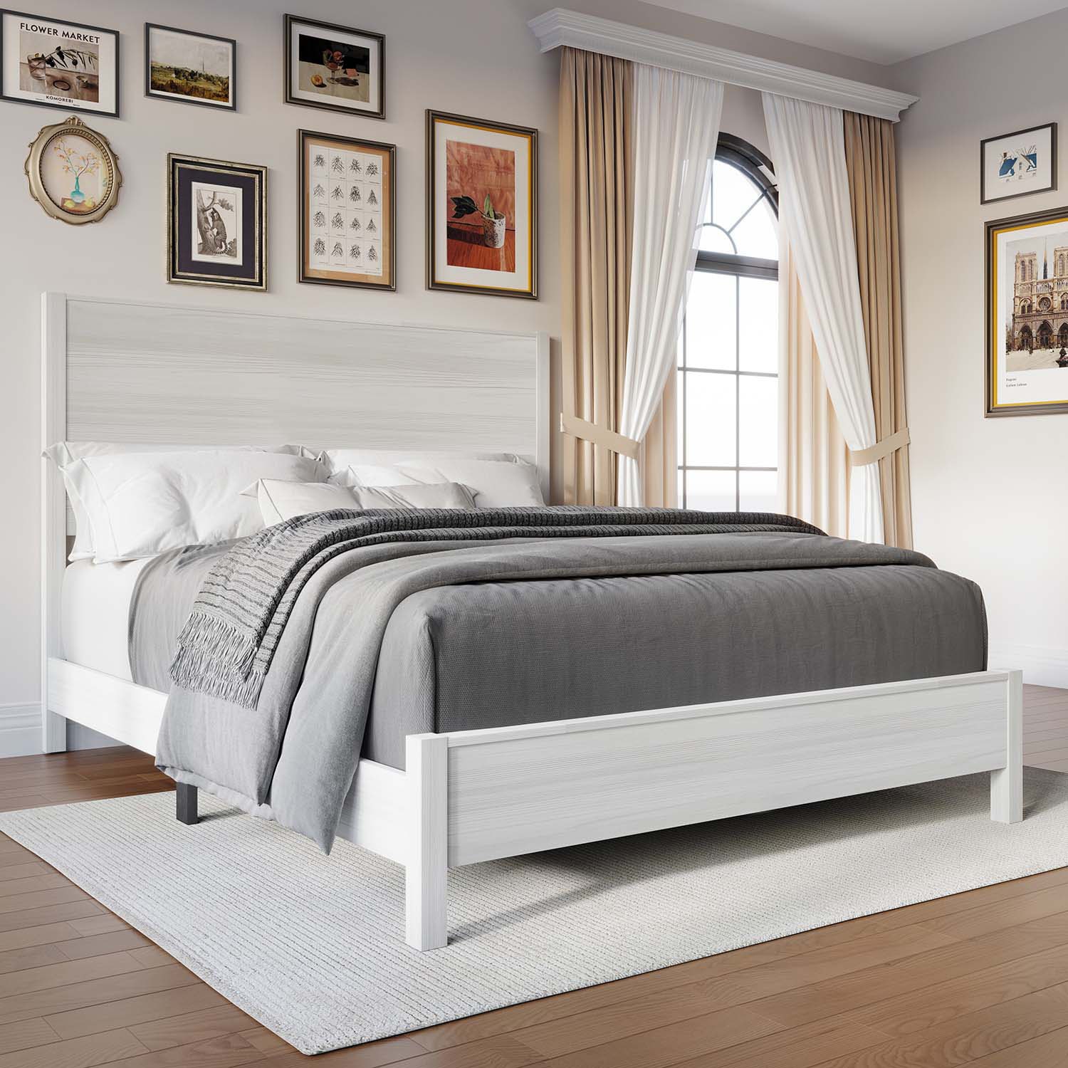 CasePiece C90217KPB-LGY-WD Light Grey King Wood Panel Bed