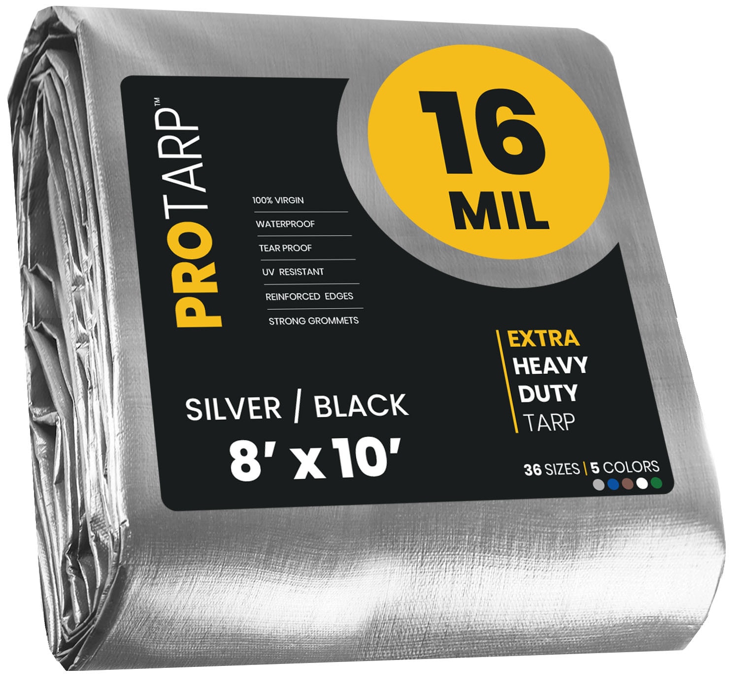PROTARP PT-101-8X10 8-ft x 10-ft Silver Waterproof Commercial Polyethylene 16-Mils Tarp